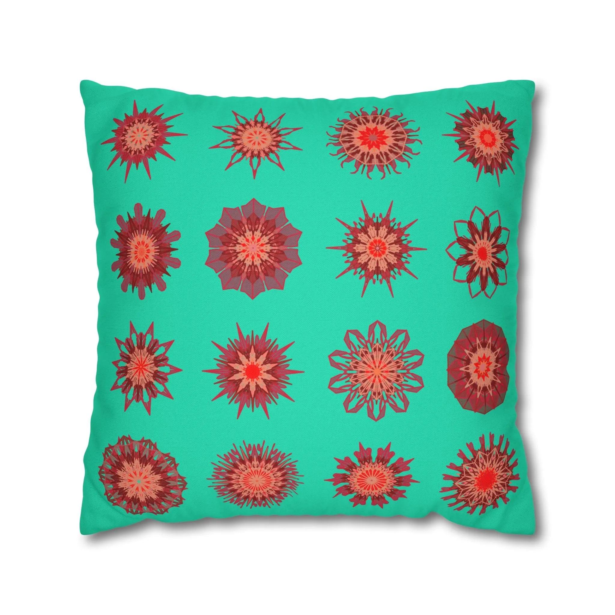 Handmade Mandala Art Pillowcase - Aqua Square Pillowcase