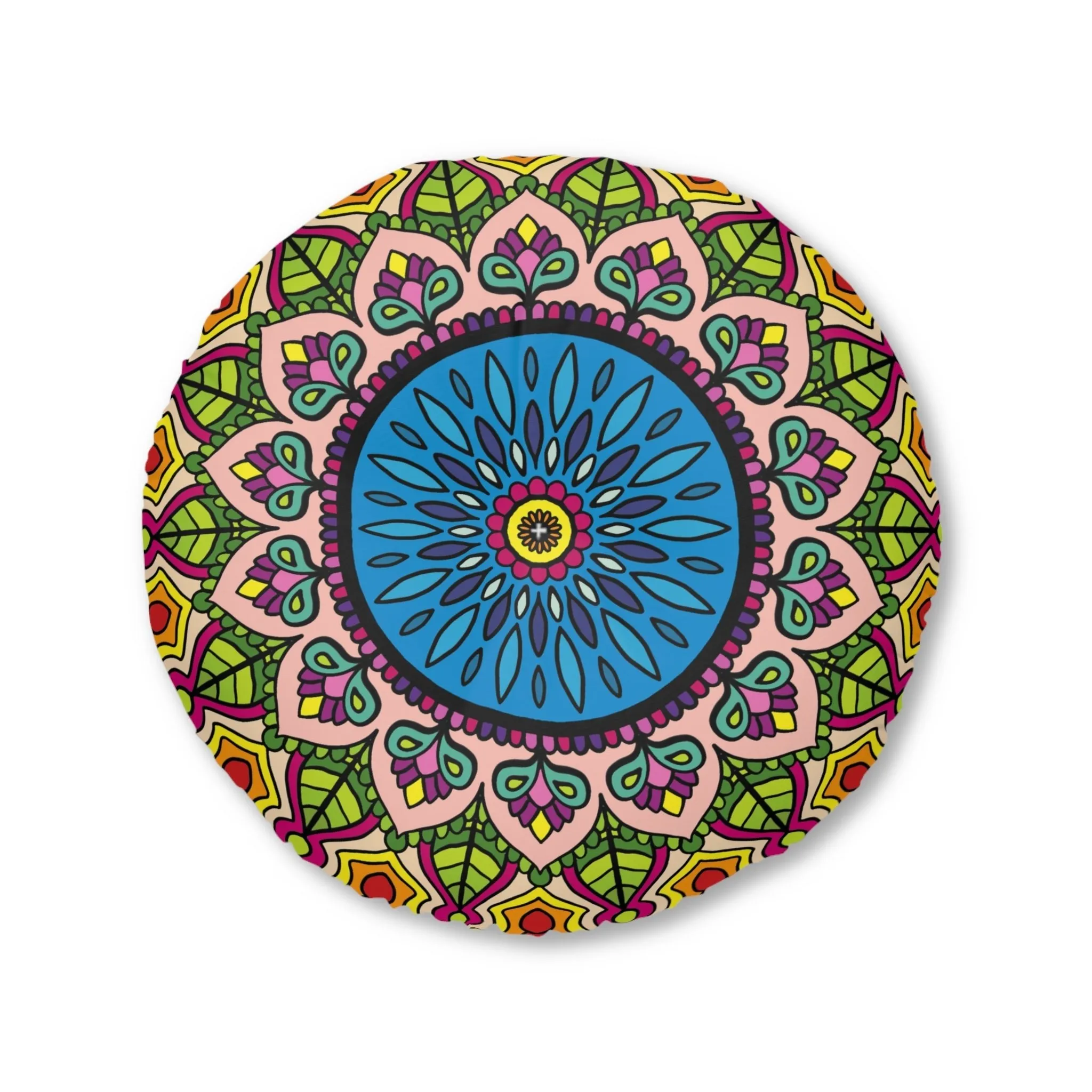 Handmade Mandala Design Floor Cushion - Tufted Round Pillow