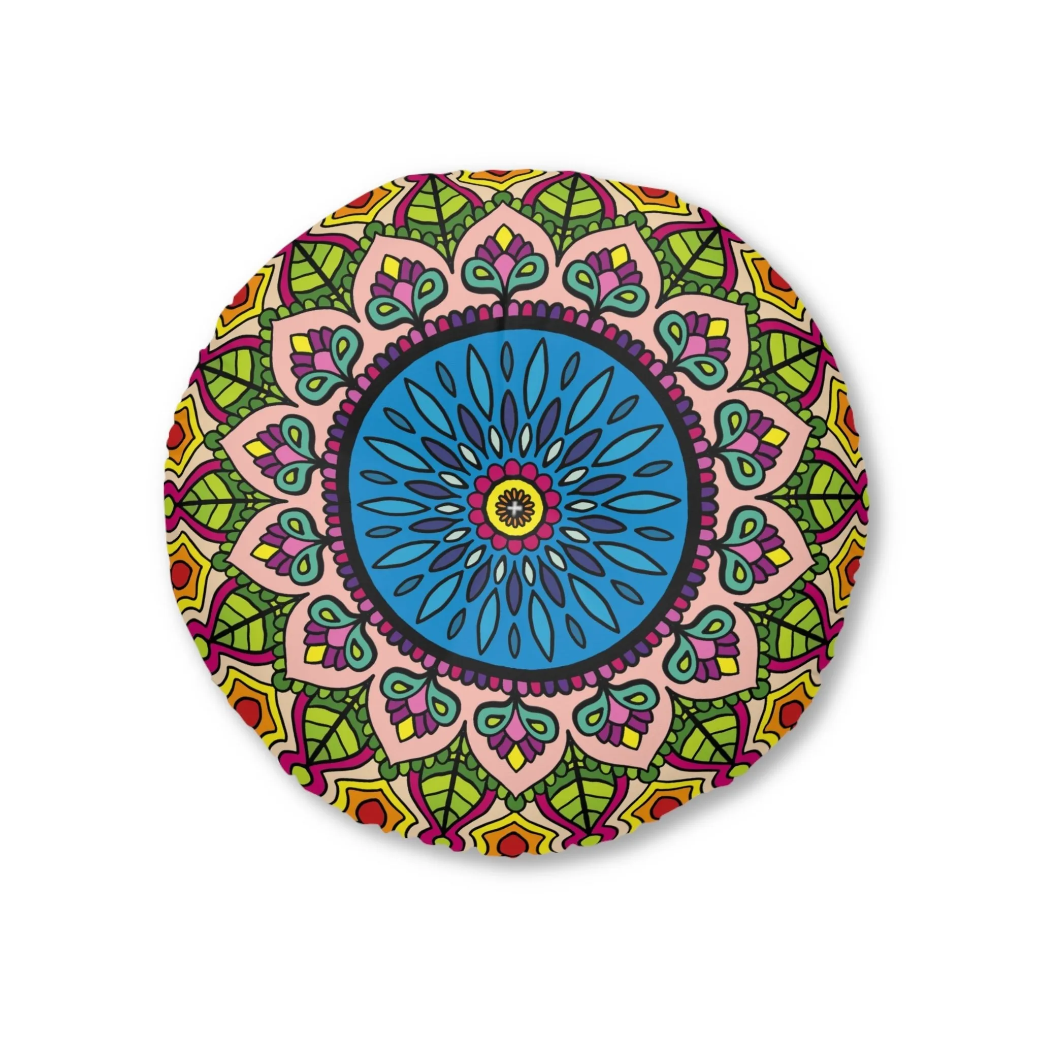 Handmade Mandala Design Floor Cushion - Tufted Round Pillow