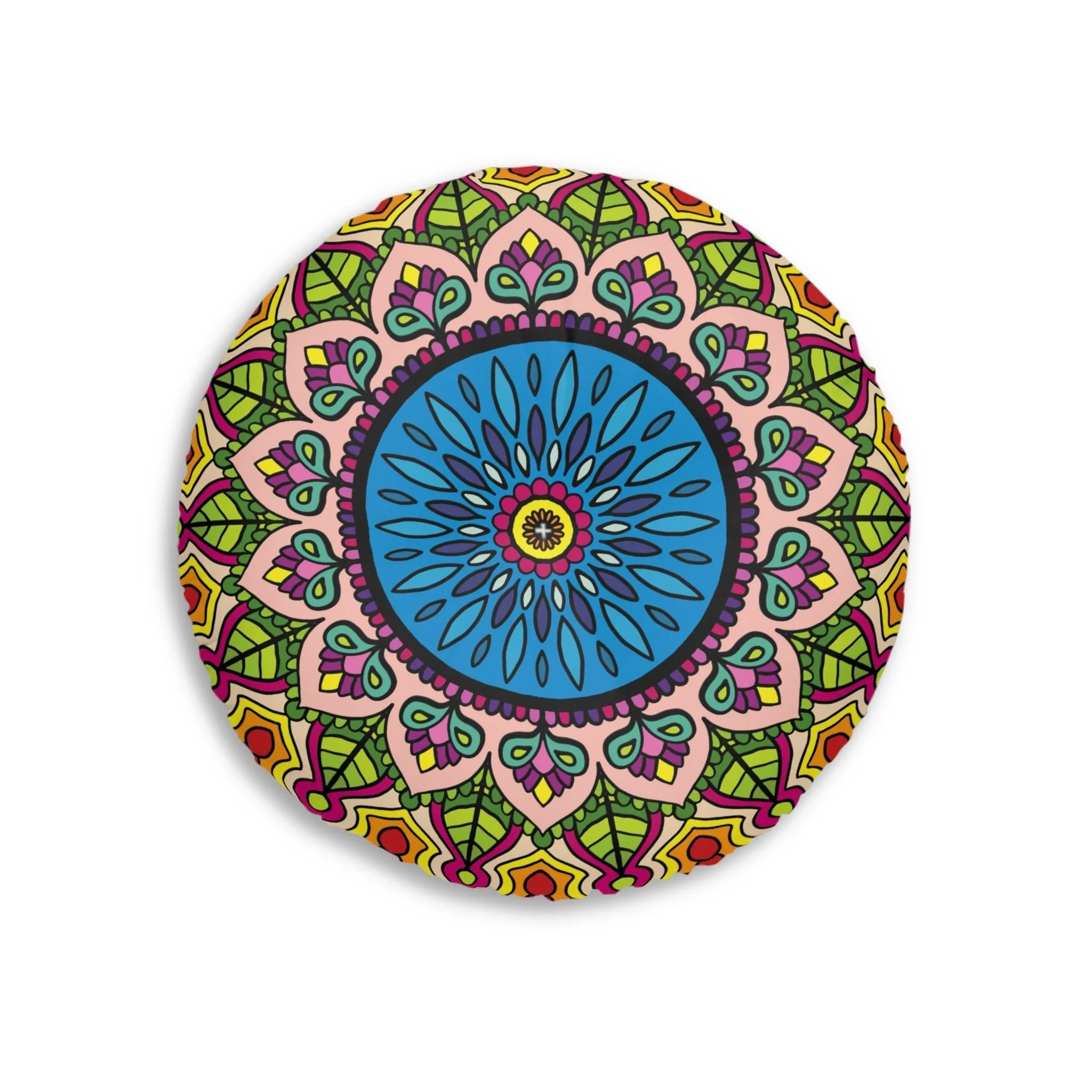 Handmade Mandala Design Floor Cushion - Tufted Round Pillow