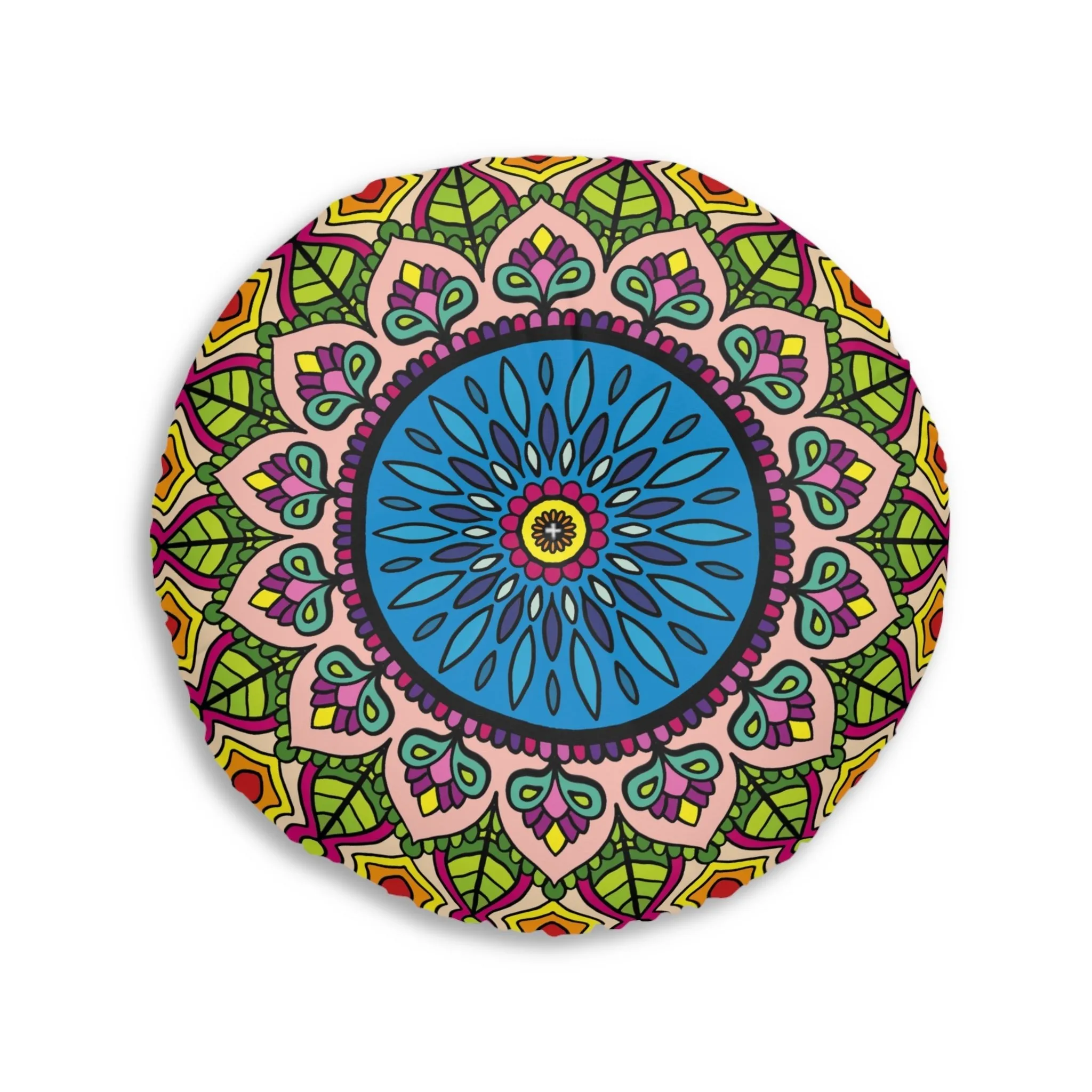 Handmade Mandala Design Floor Cushion - Tufted Round Pillow