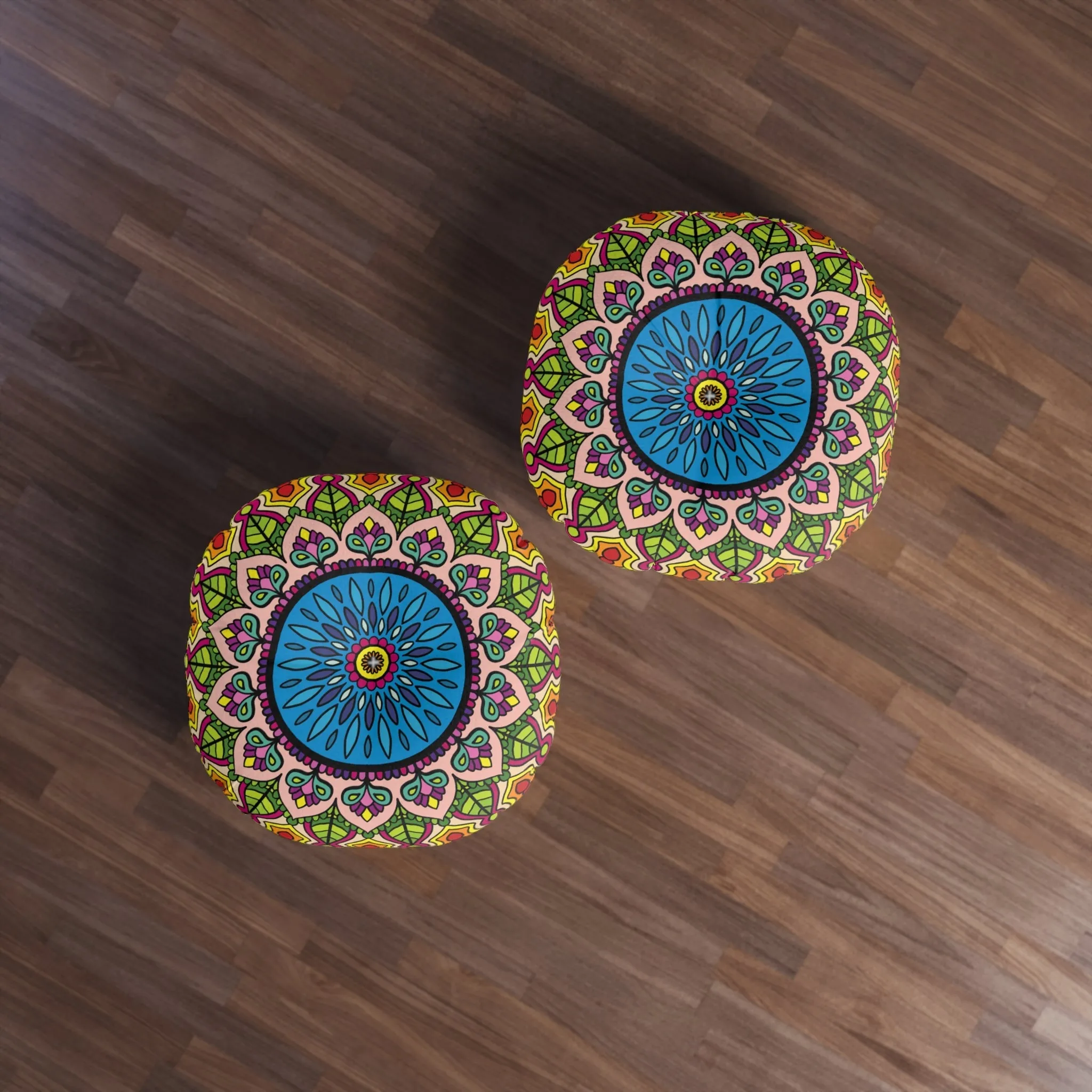 Handmade Mandala Design Floor Cushion - Tufted Round Pillow