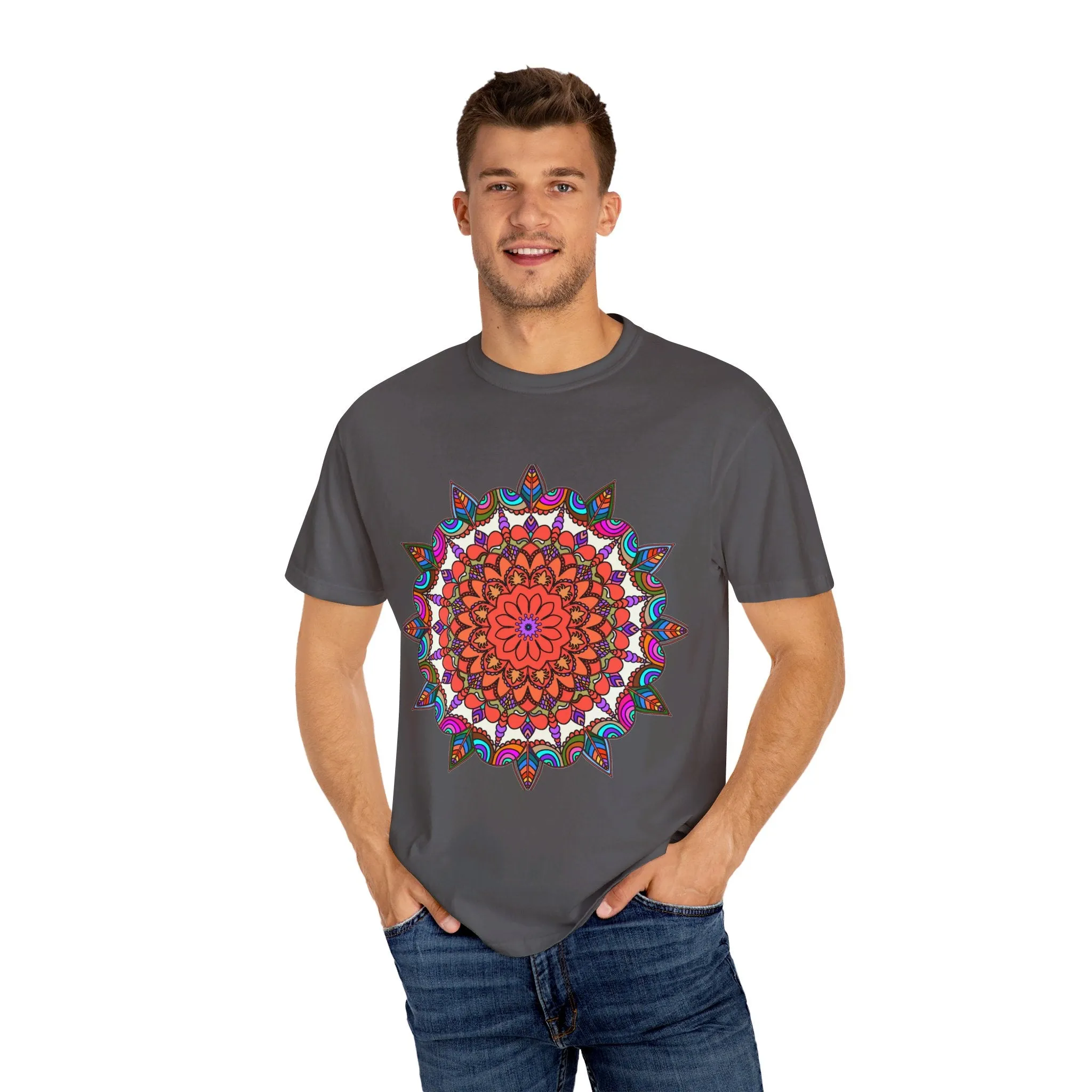 Handmade Mandala Design T-Shirt - 100% Ring-Spun Cotton