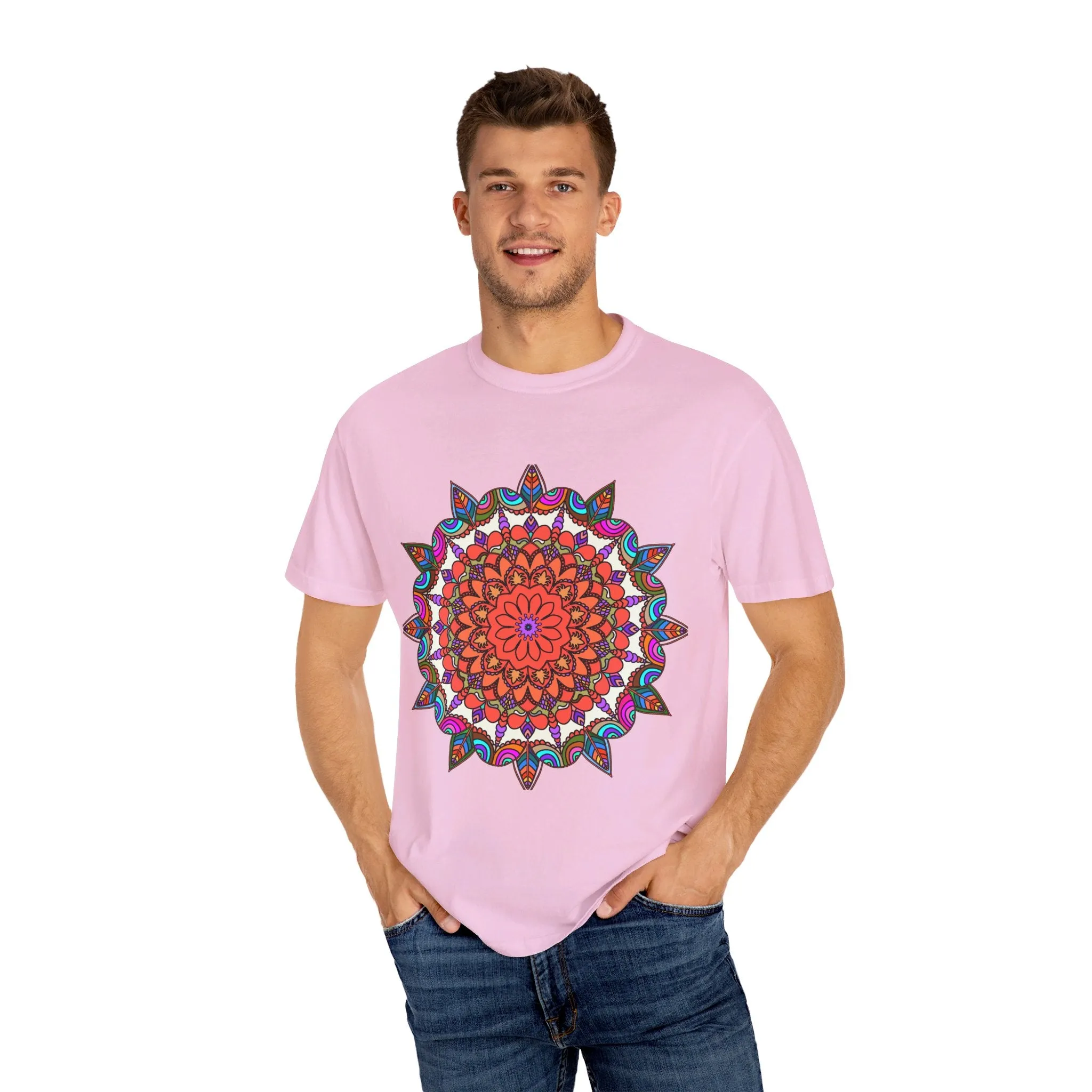 Handmade Mandala Design T-Shirt - 100% Ring-Spun Cotton