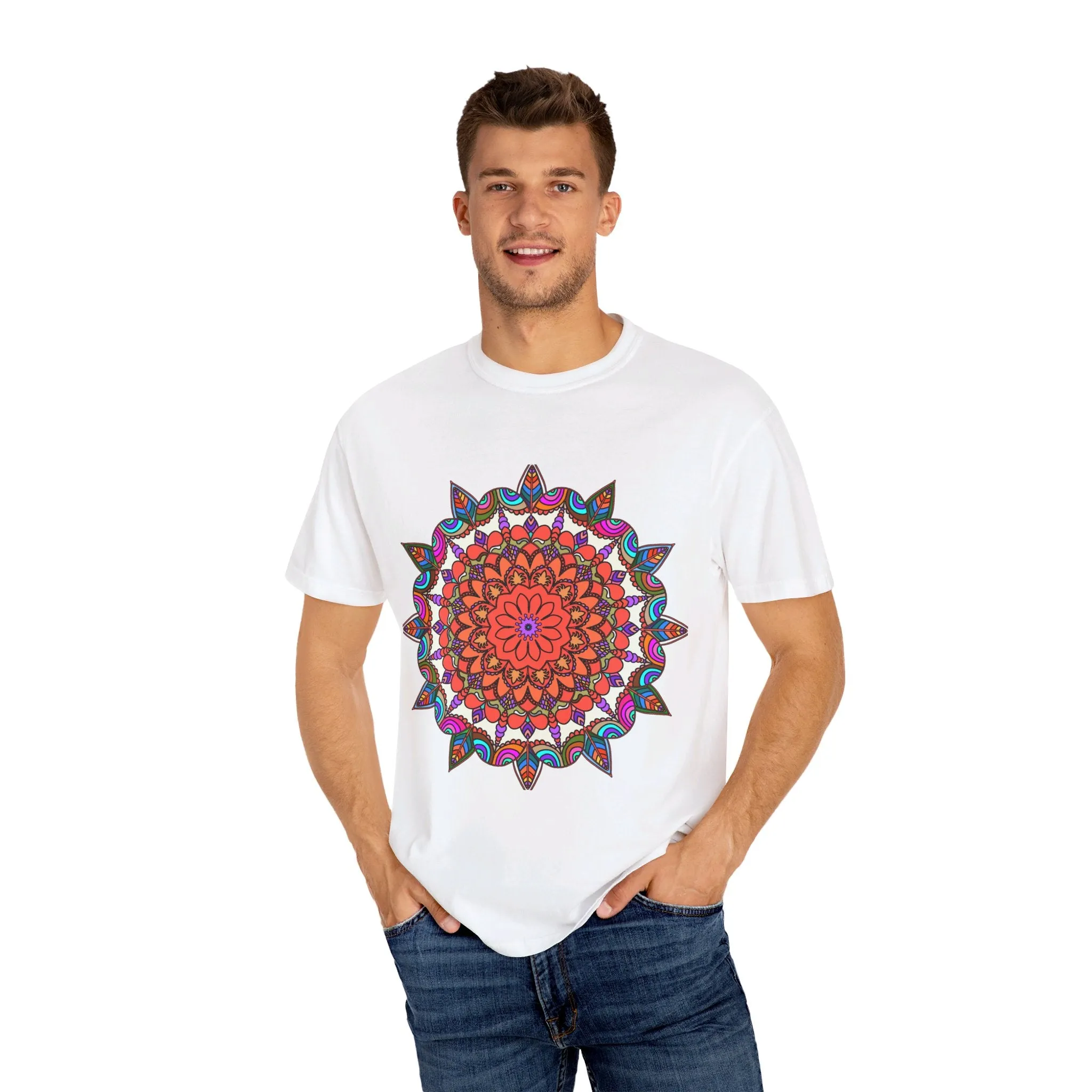 Handmade Mandala Design T-Shirt - 100% Ring-Spun Cotton