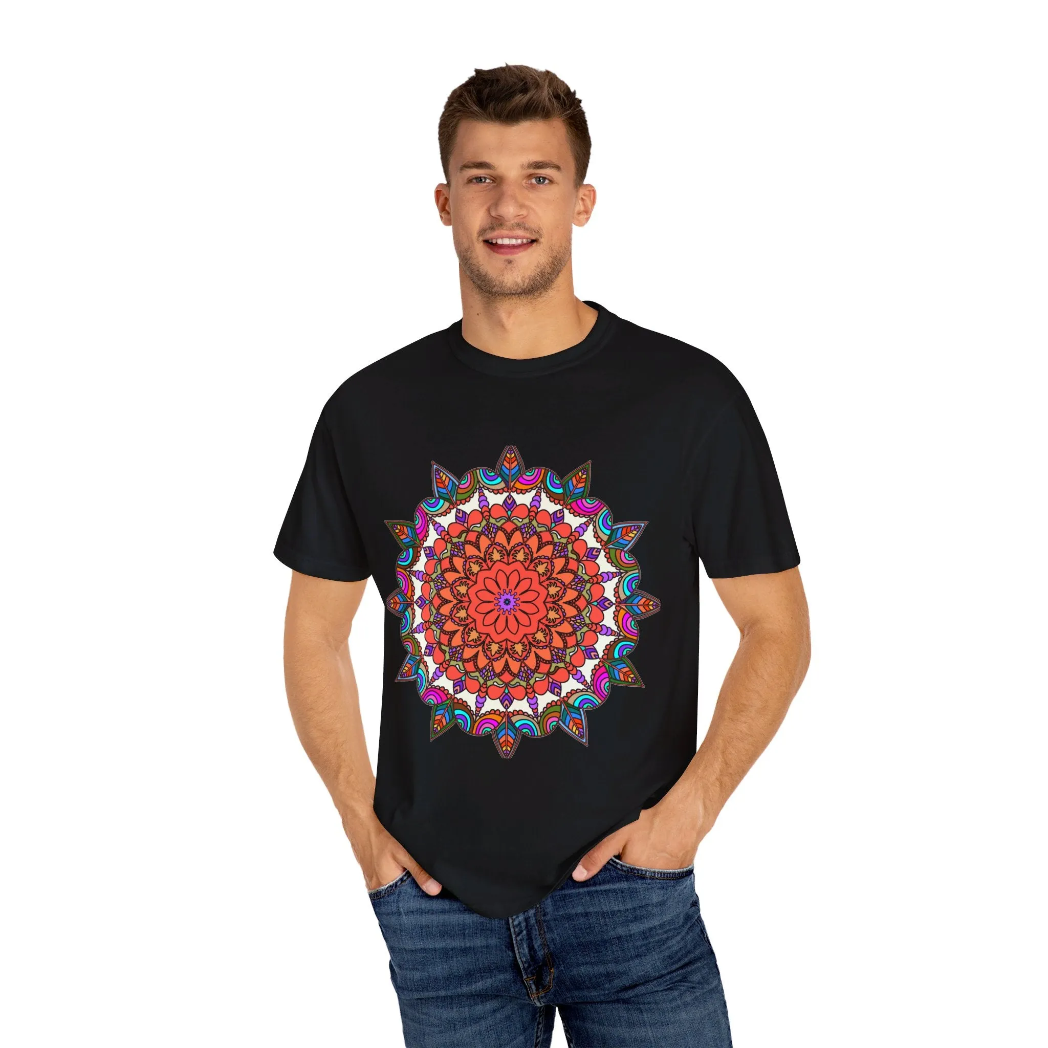 Handmade Mandala Design T-Shirt - 100% Ring-Spun Cotton