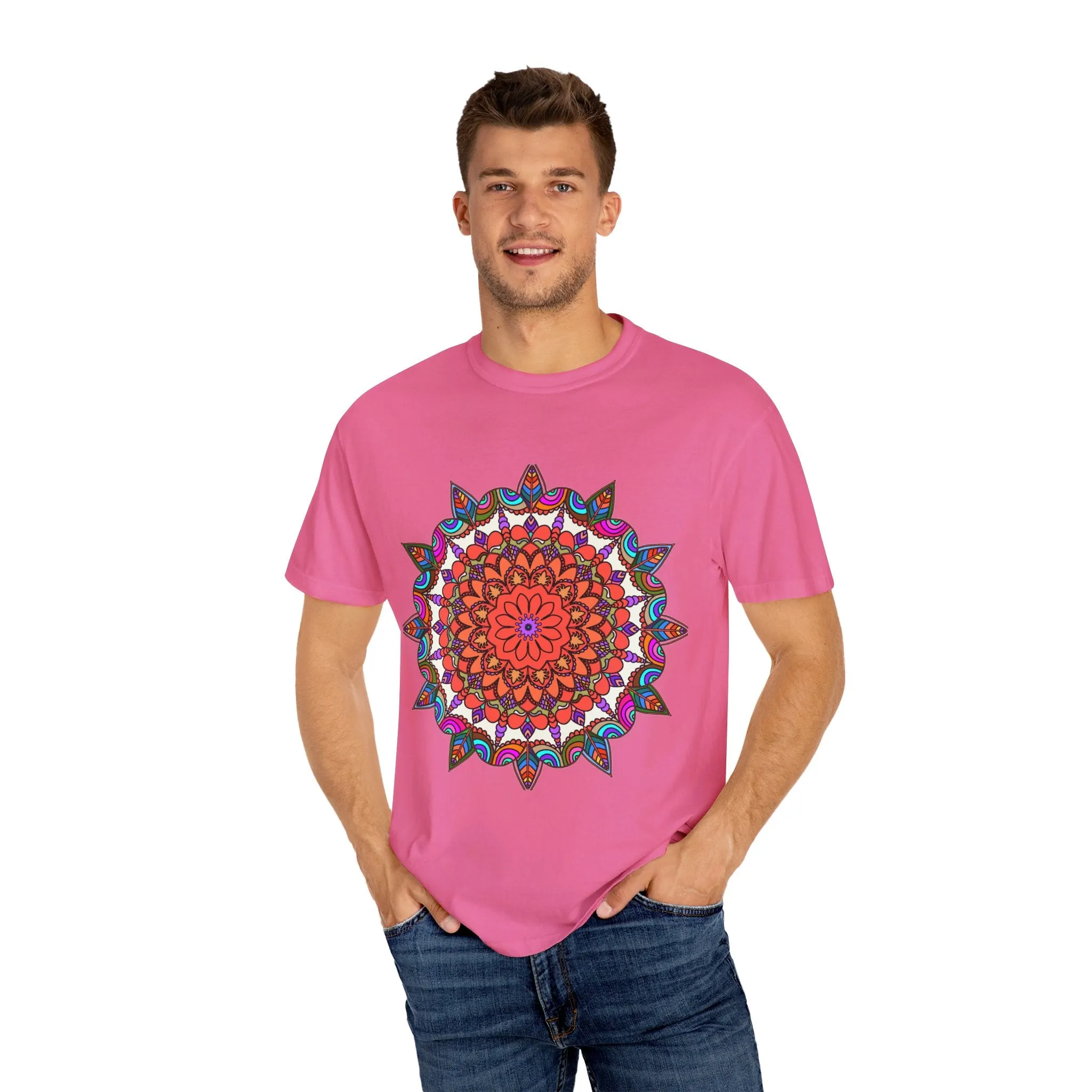 Handmade Mandala Design T-Shirt - 100% Ring-Spun Cotton