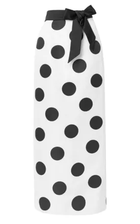 High Waist Polka Dot Silk Twill Skirt