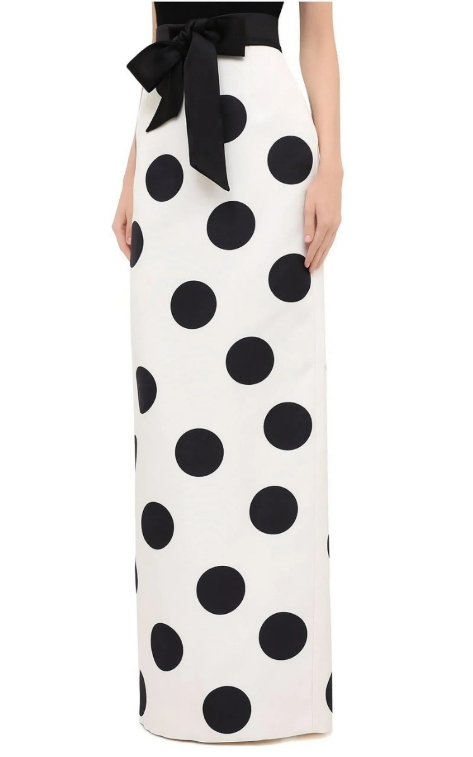 High Waist Polka Dot Silk Twill Skirt