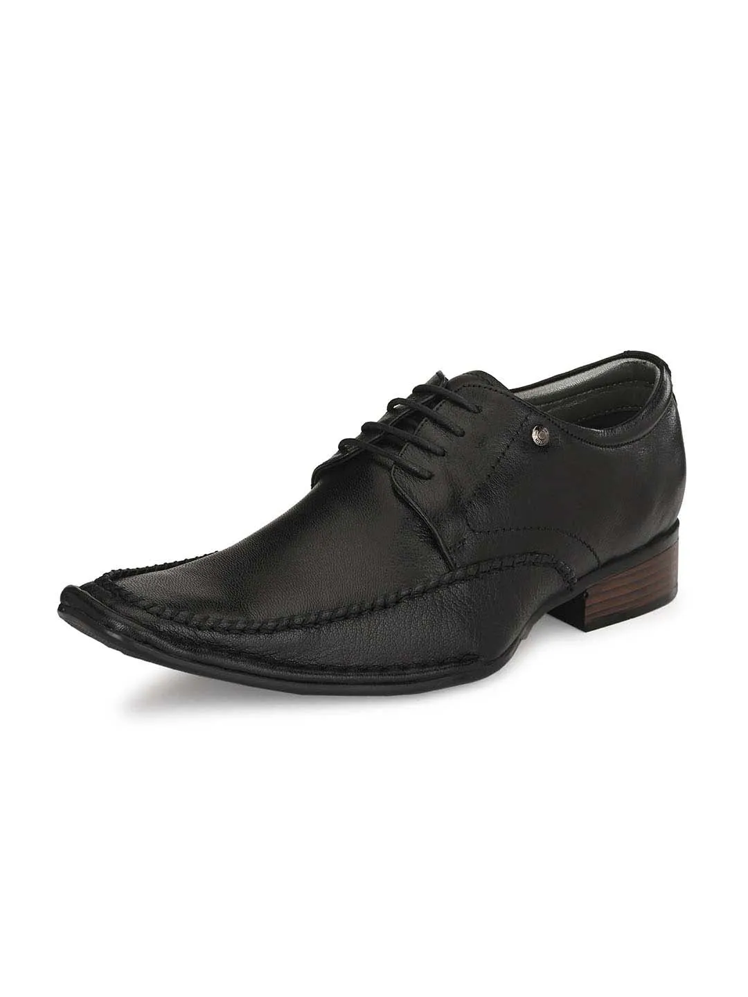 Hitz Men's Black Leather Lace-up Formal Shoes