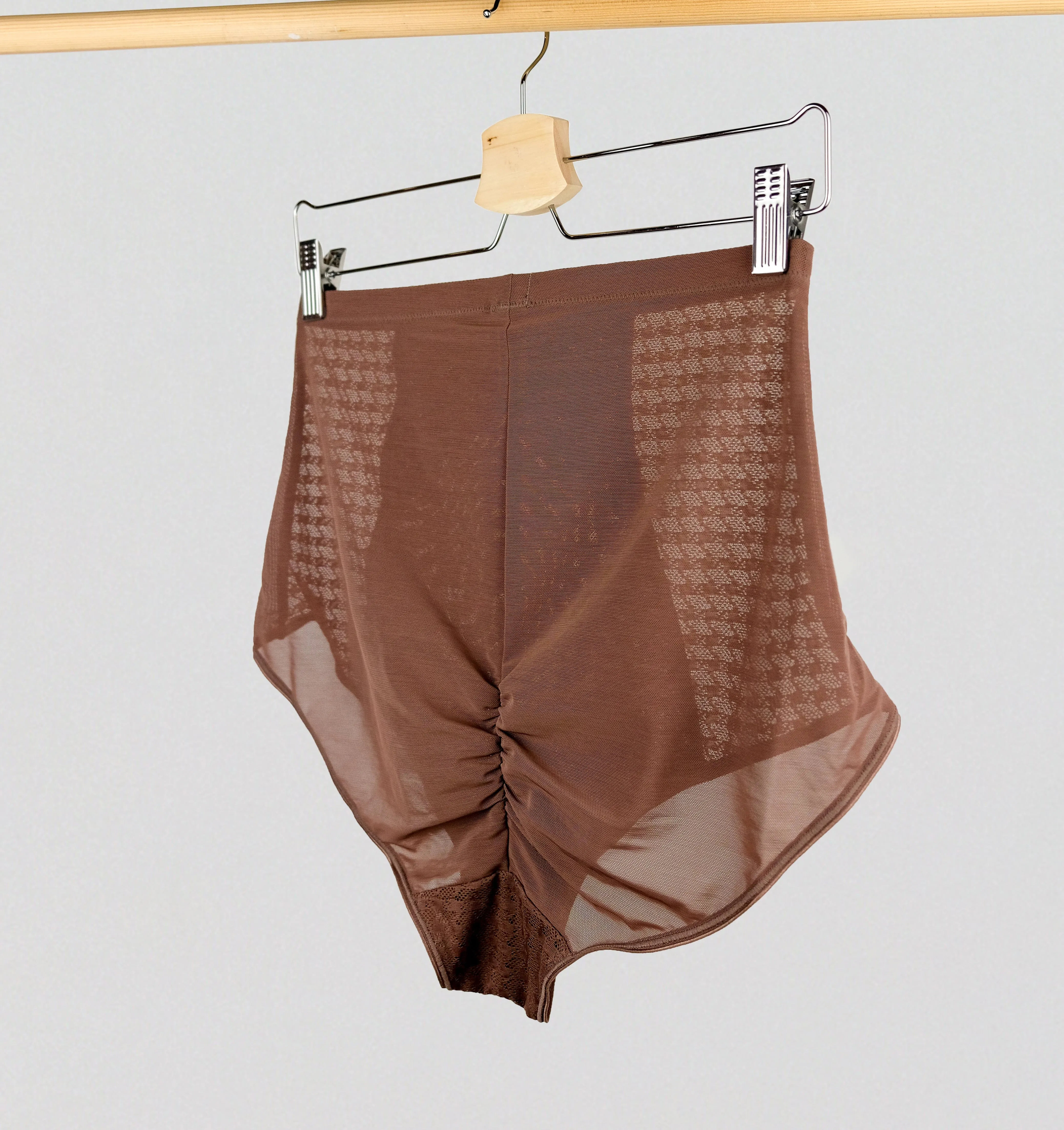 Houndstooth high waist control brief [Chestnut]