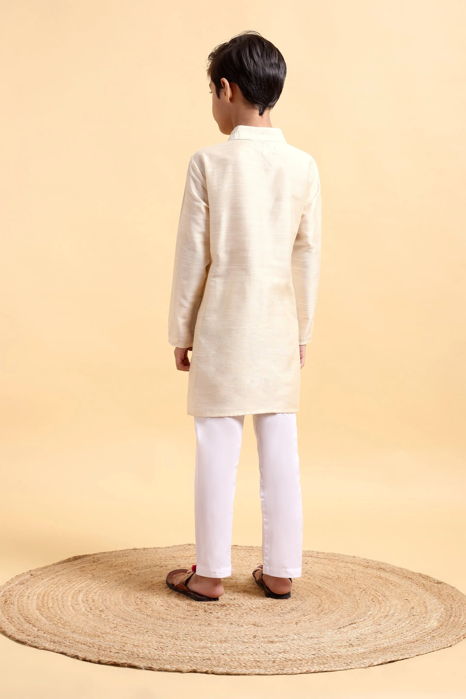 Ivory Cotton silk Kurta & Pajama Set