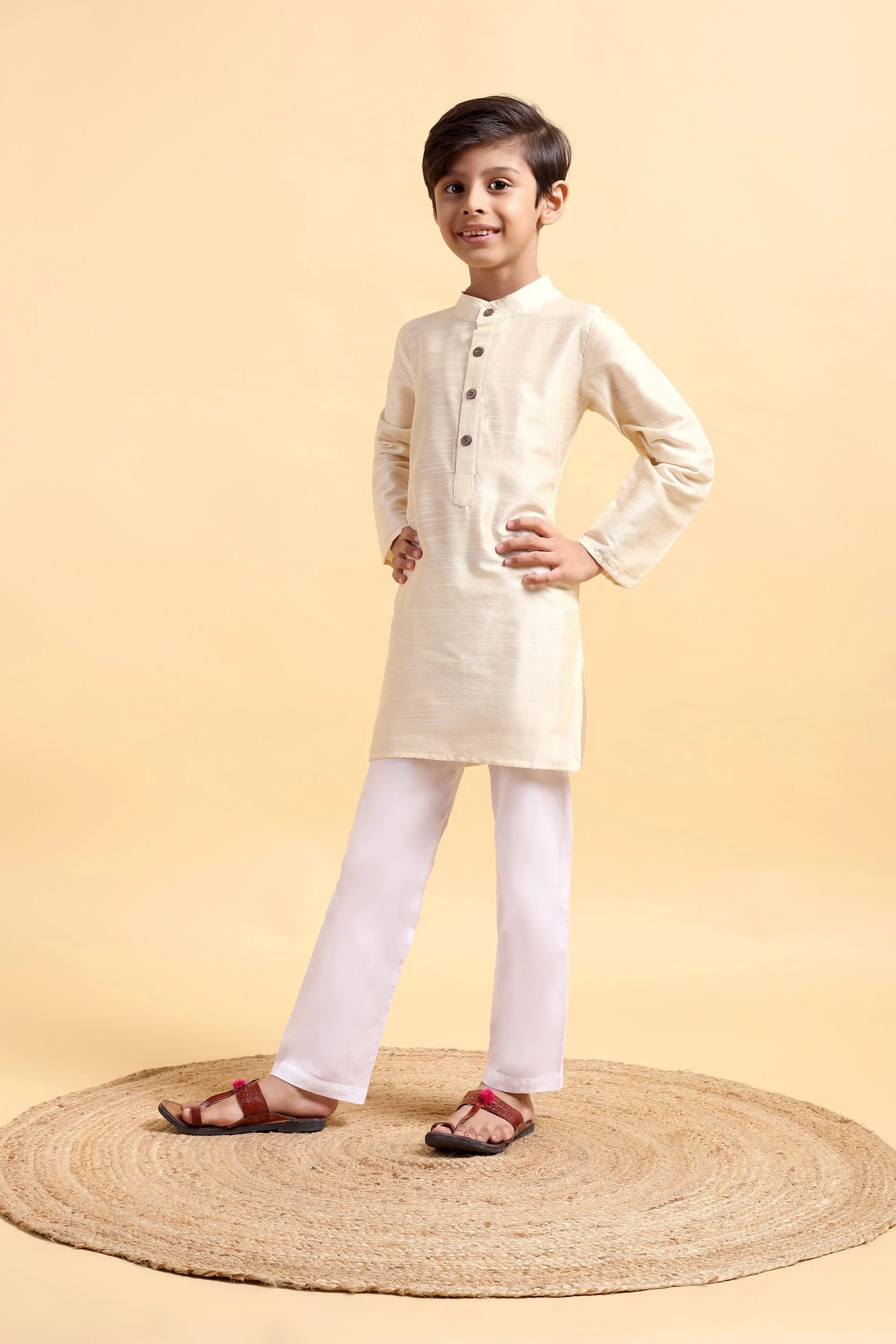 Ivory Cotton silk Kurta & Pajama Set