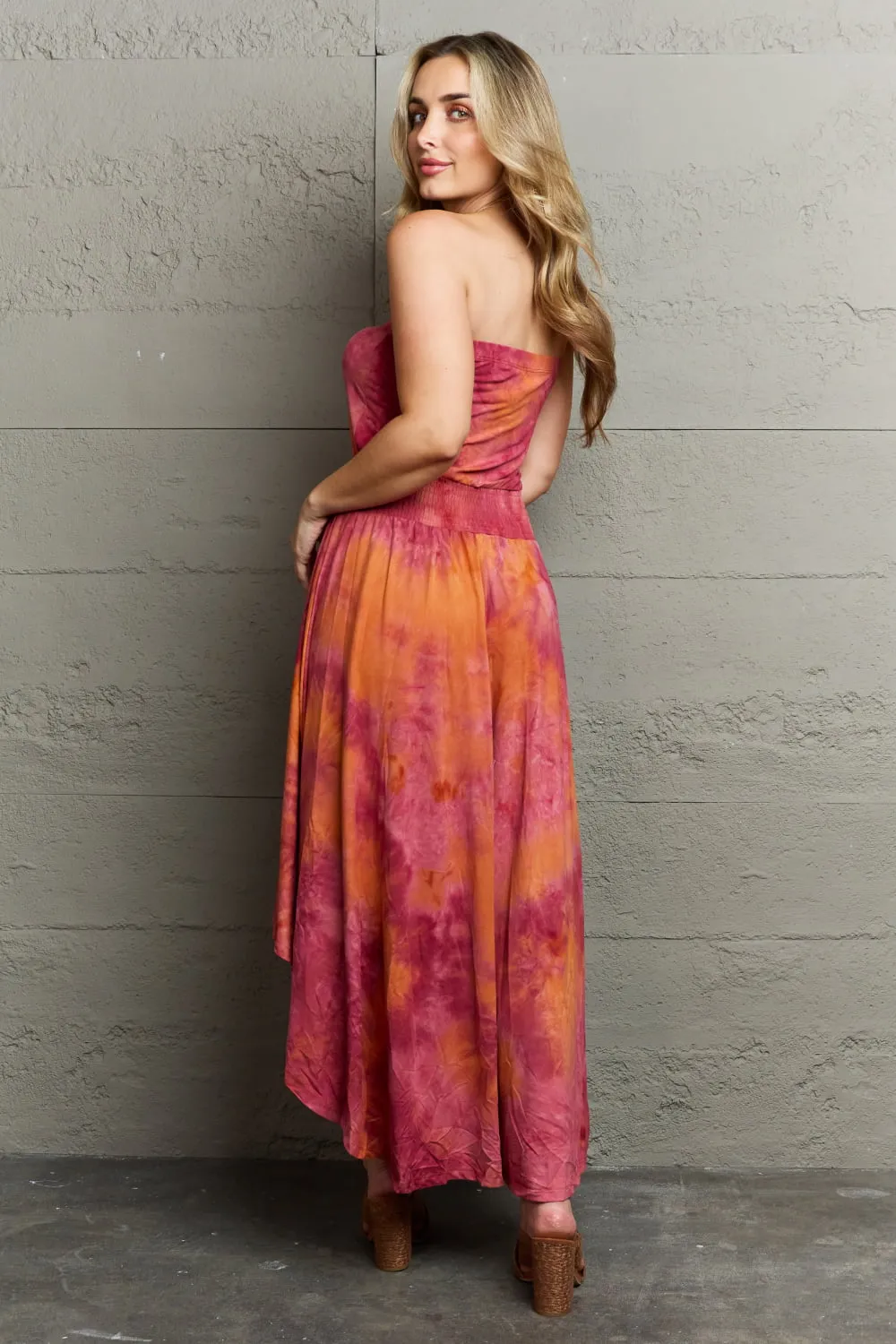 Karina High Low Strapless Tie Dye Dress