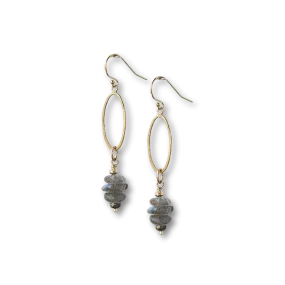 Labradorite and gold dangle earrings