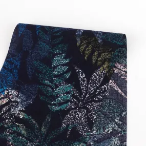 Layered Leaves Rayon Challis - Navy (remnant)