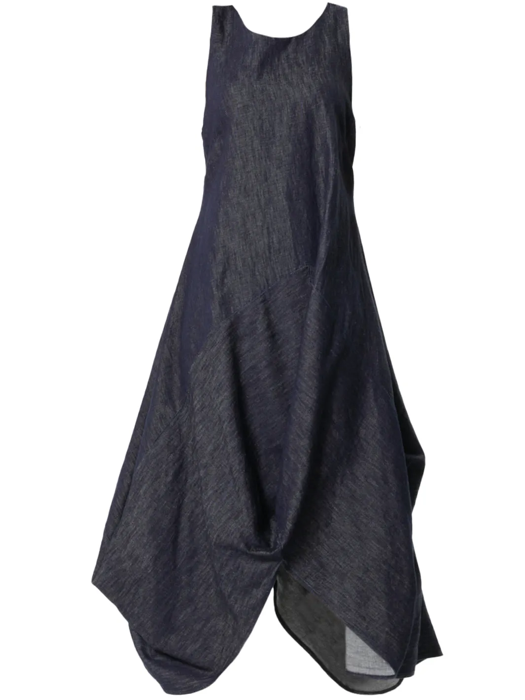 Long Denim Dress With Linen