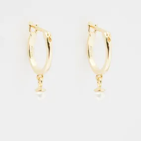 Mae Gold Drop Pearl Huggie Earrings