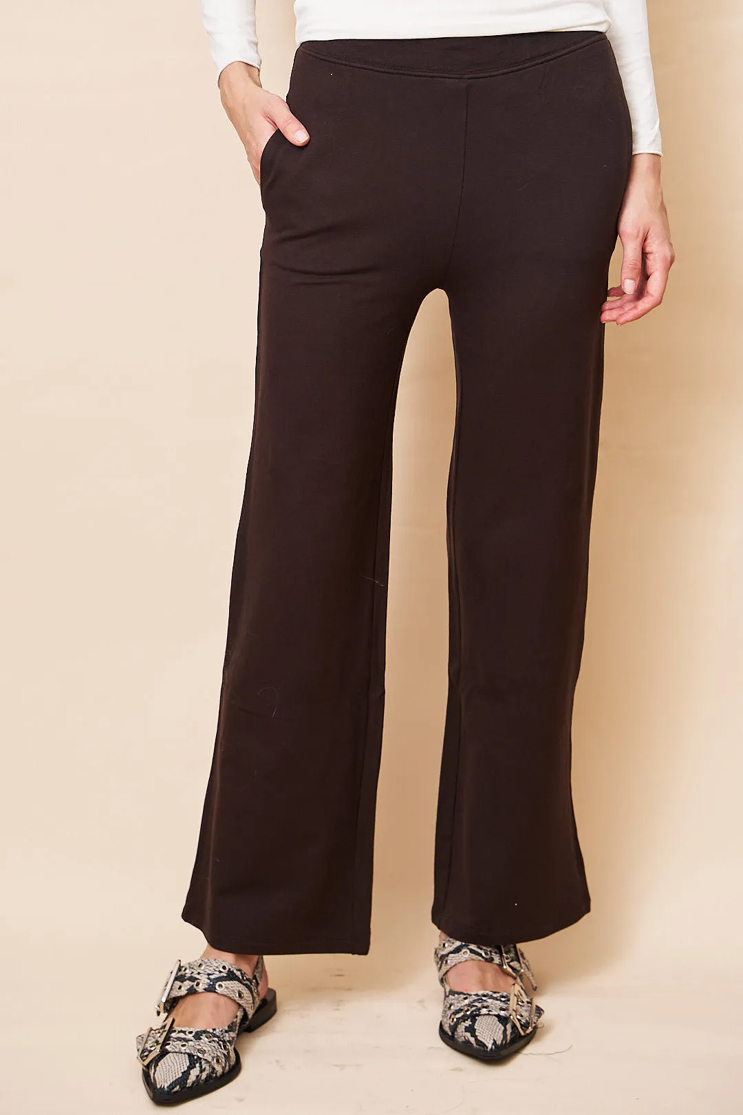 Majestic French Terry Wide Leg Pant in Coffee