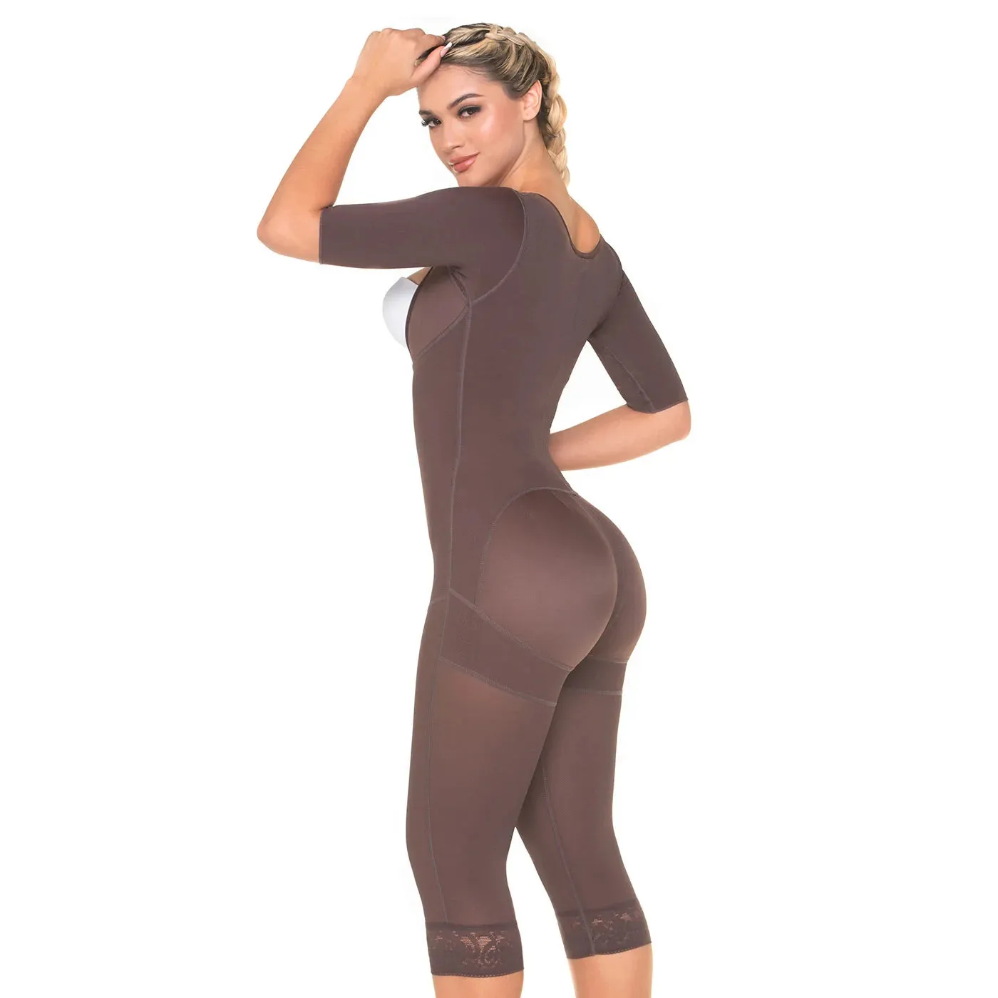 MARIAE FPC7350 Stage 2 Faja Colombiana Post Surgery Postpartum Shapewear for C-section with Sleeves Knee Length