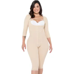 MARIAE FPC7350 Stage 2 Faja Colombiana Post Surgery Postpartum Shapewear for C-section with Sleeves Knee Length