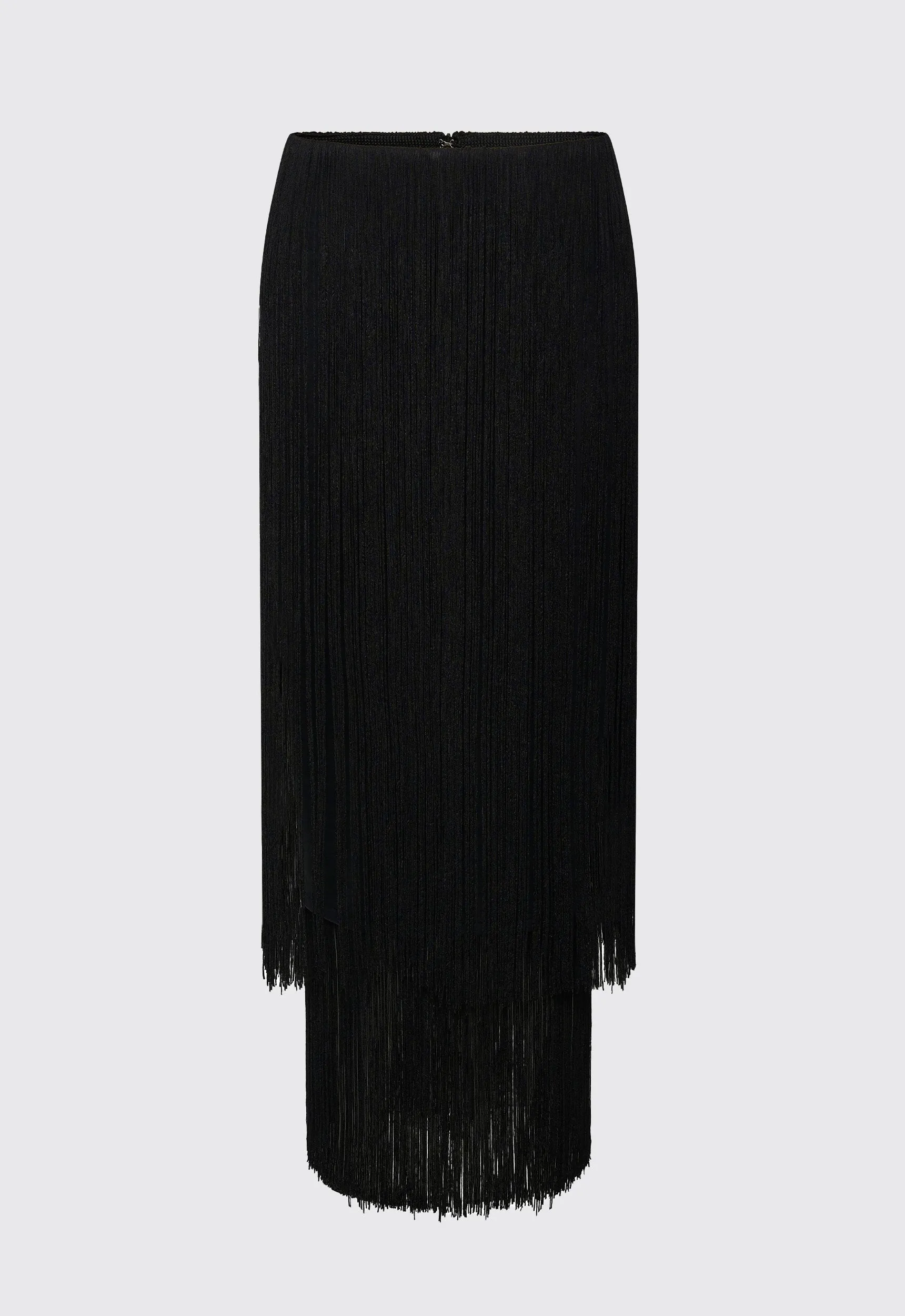 Marquee Wool Fringe Skirt - Black