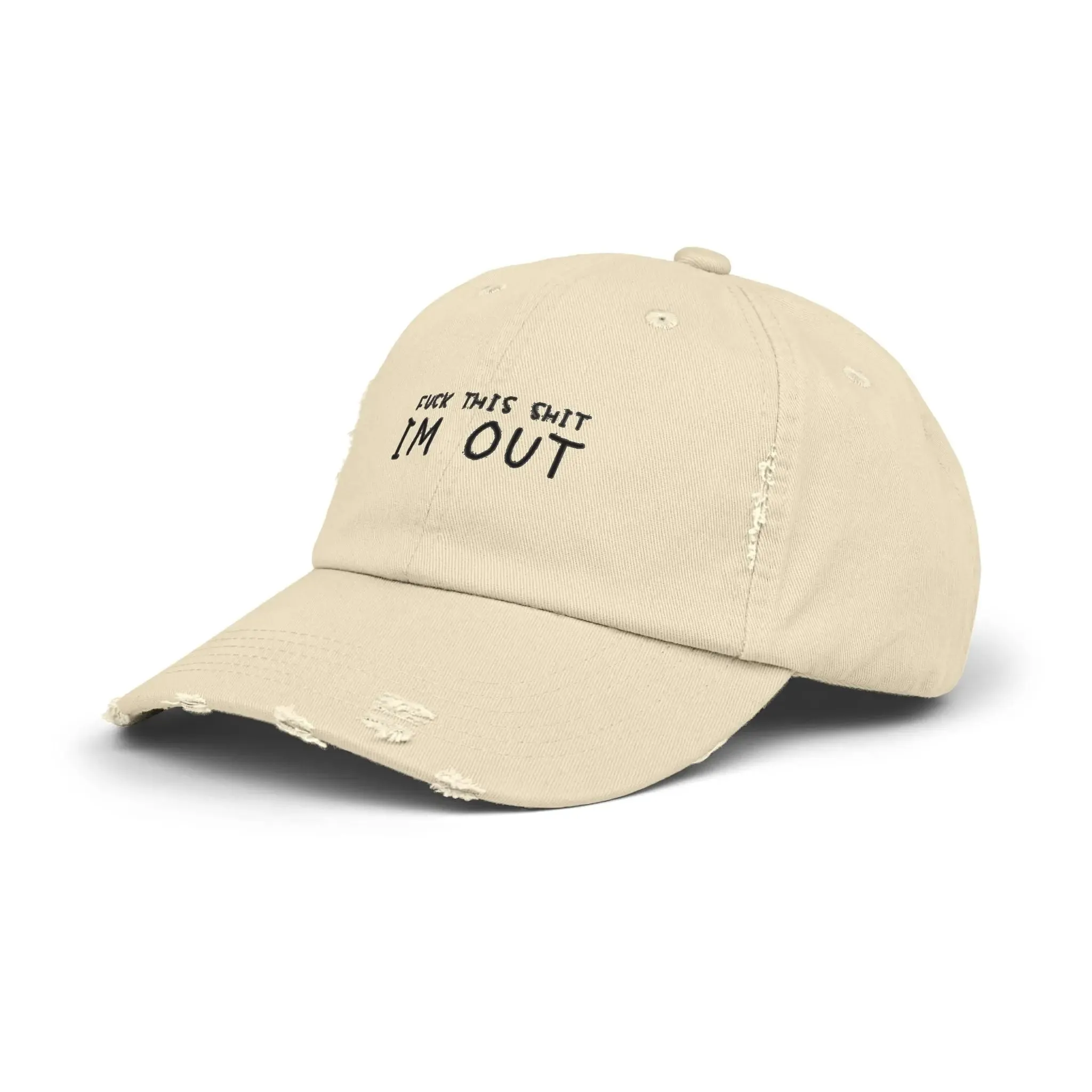 Mens & women Distressed Cap - "F*** This Shit, I'm Out" - Casual Black Baseball Hat for Relaxed Vibes