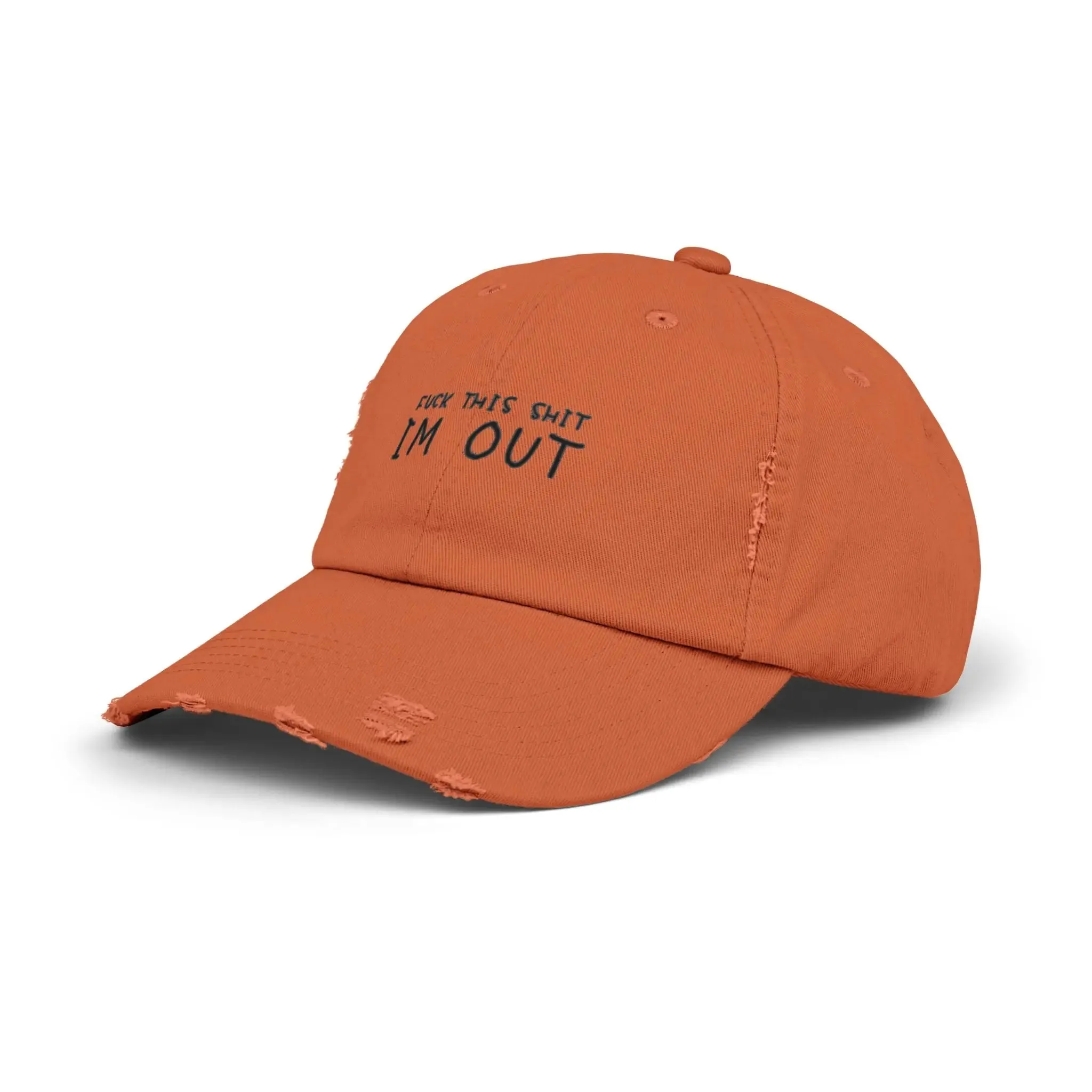 Mens & women Distressed Cap - "F*** This Shit, I'm Out" - Casual Black Baseball Hat for Relaxed Vibes