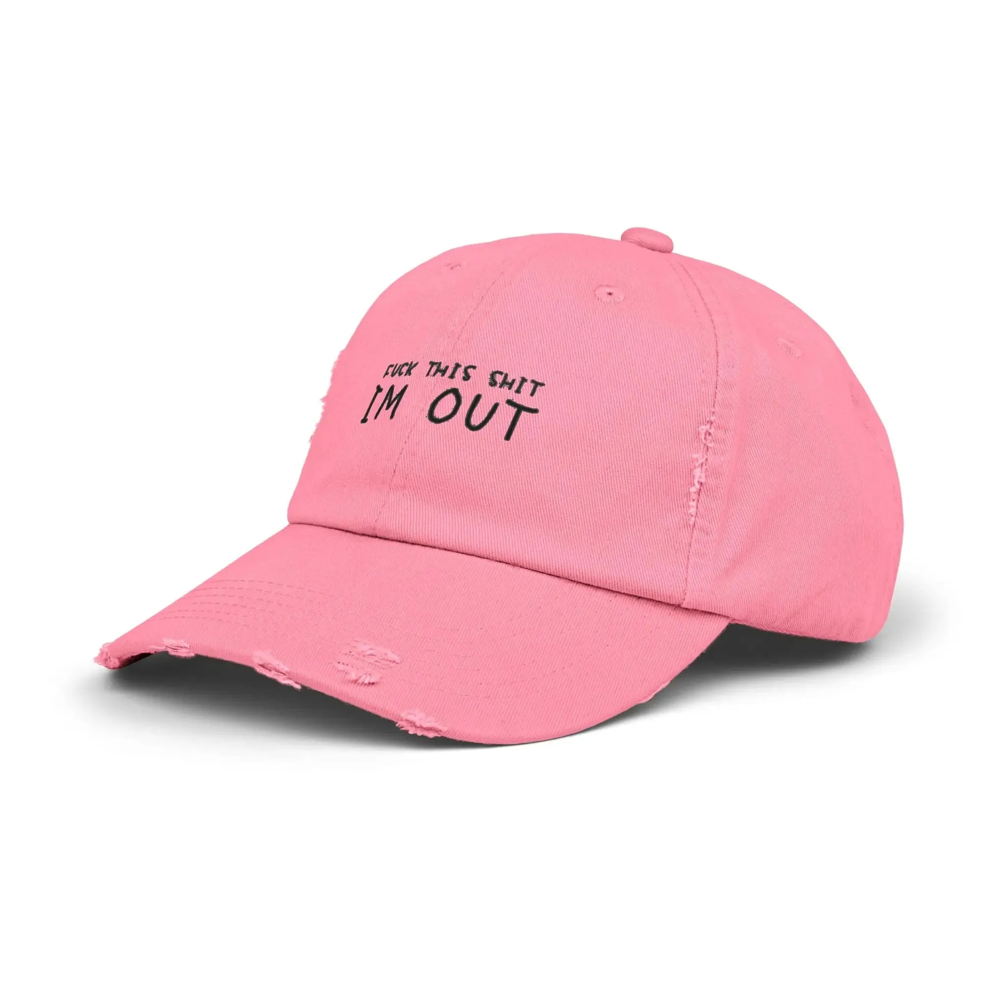 Mens & women Distressed Cap - "F*** This Shit, I'm Out" - Casual Black Baseball Hat for Relaxed Vibes