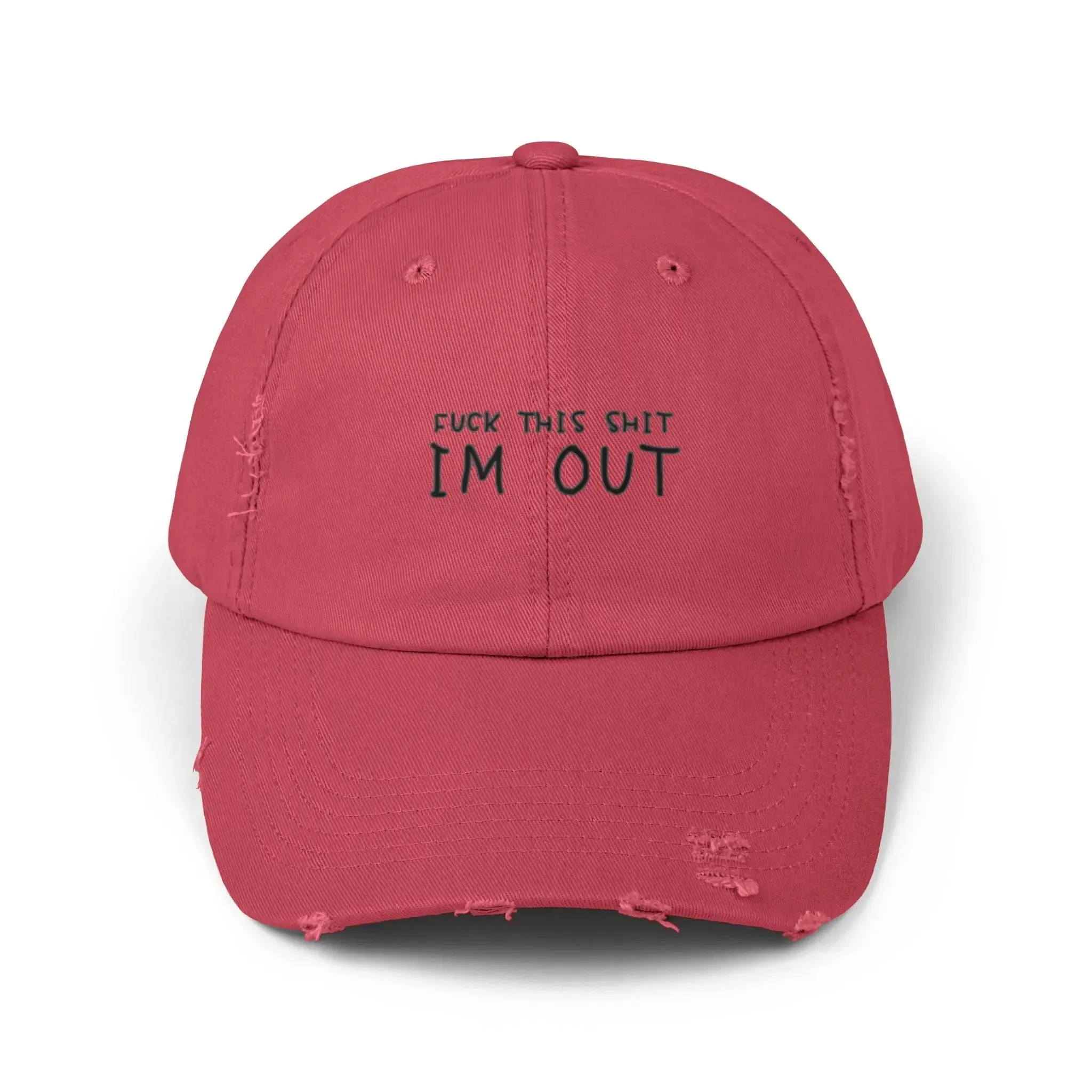 Mens & women Distressed Cap - "F*** This Shit, I'm Out" - Casual Black Baseball Hat for Relaxed Vibes