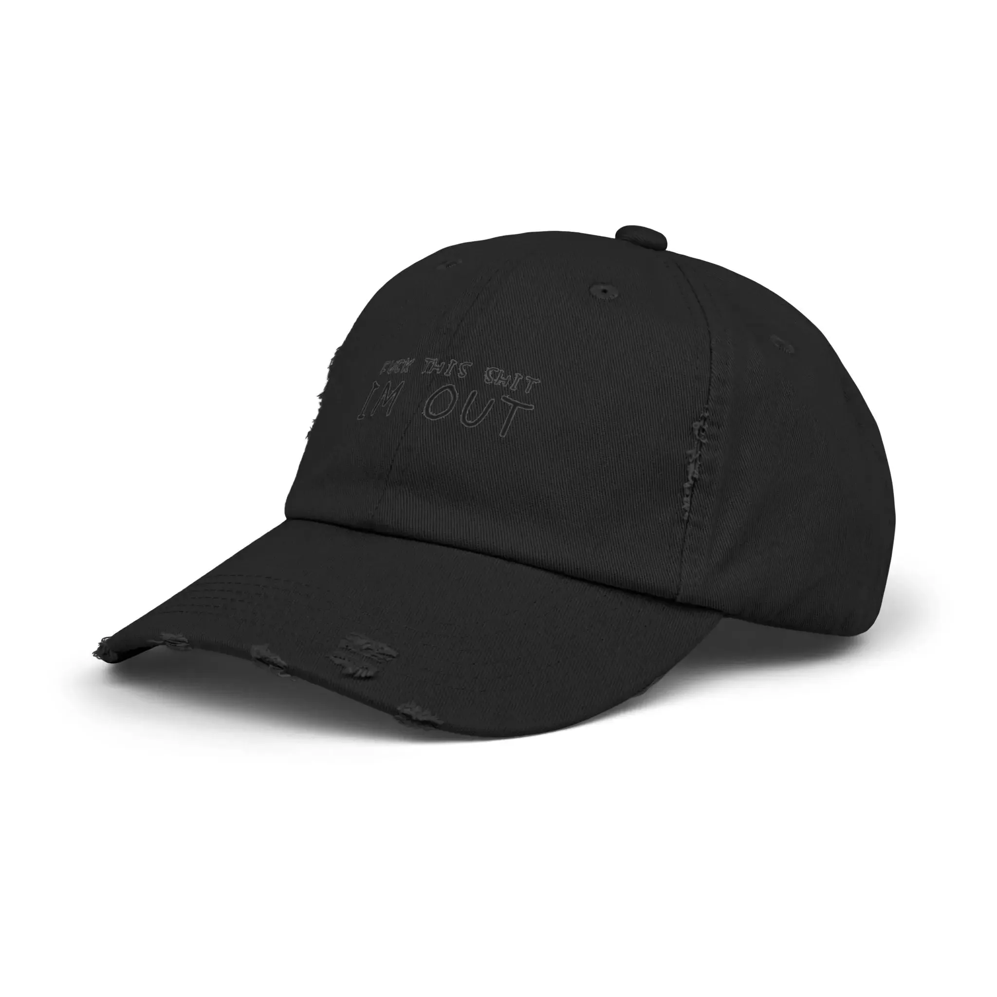 Mens & women Distressed Cap - "F*** This Shit, I'm Out" - Casual Black Baseball Hat for Relaxed Vibes