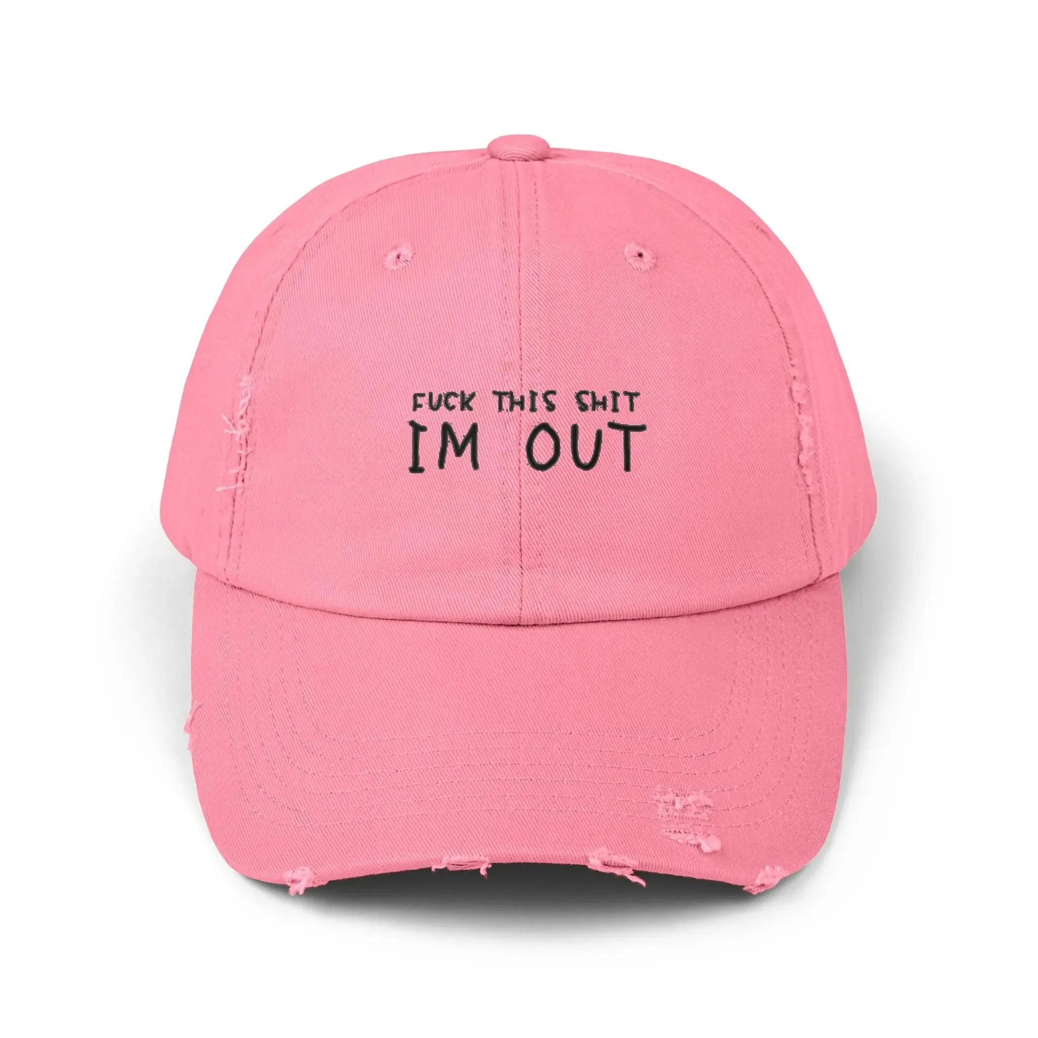 Mens & women Distressed Cap - "F*** This Shit, I'm Out" - Casual Black Baseball Hat for Relaxed Vibes