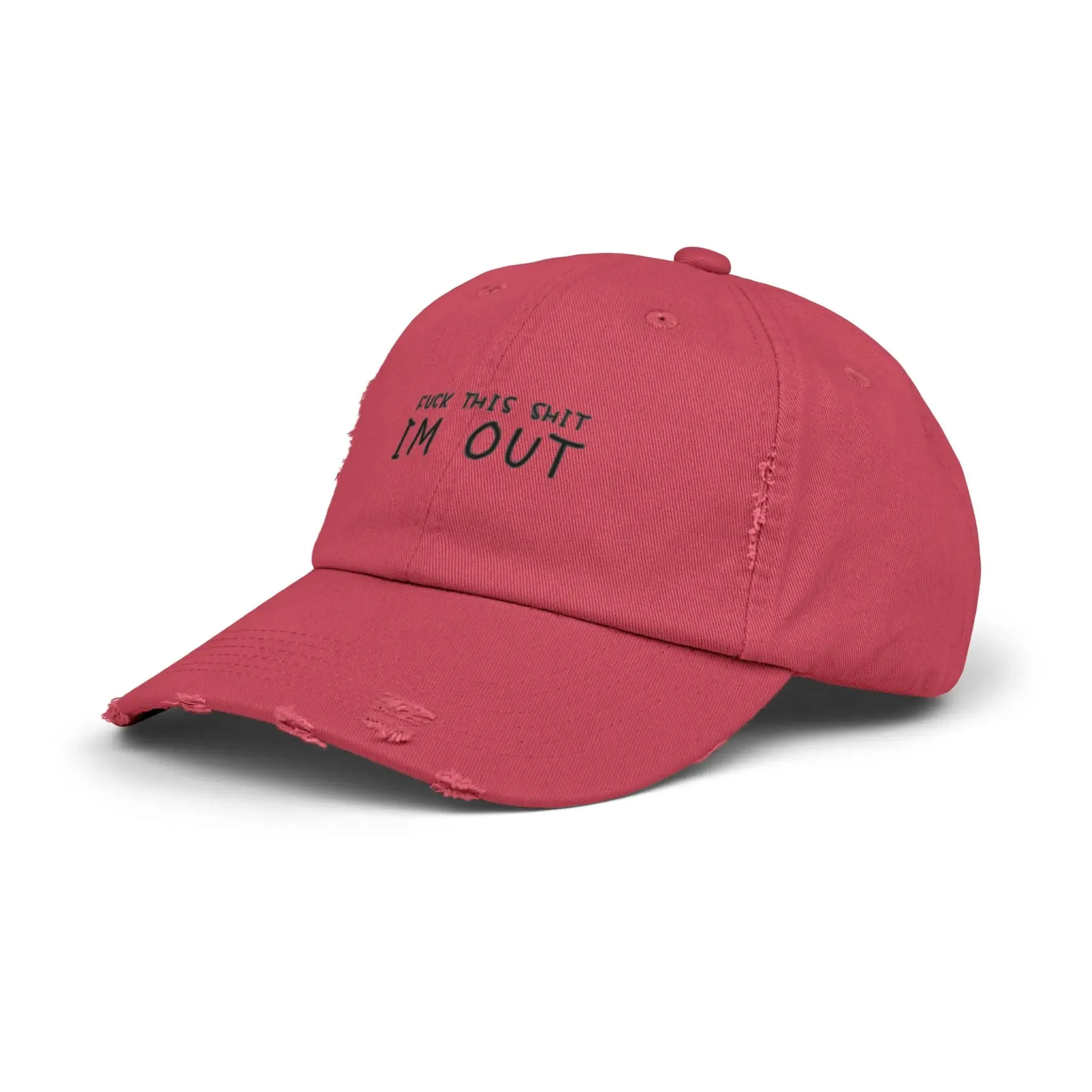 Mens & women Distressed Cap - "F*** This Shit, I'm Out" - Casual Black Baseball Hat for Relaxed Vibes