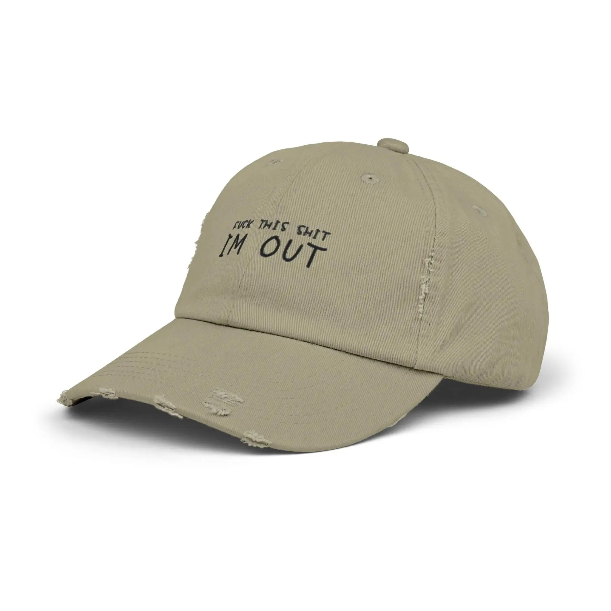 Mens & women Distressed Cap - "F*** This Shit, I'm Out" - Casual Black Baseball Hat for Relaxed Vibes