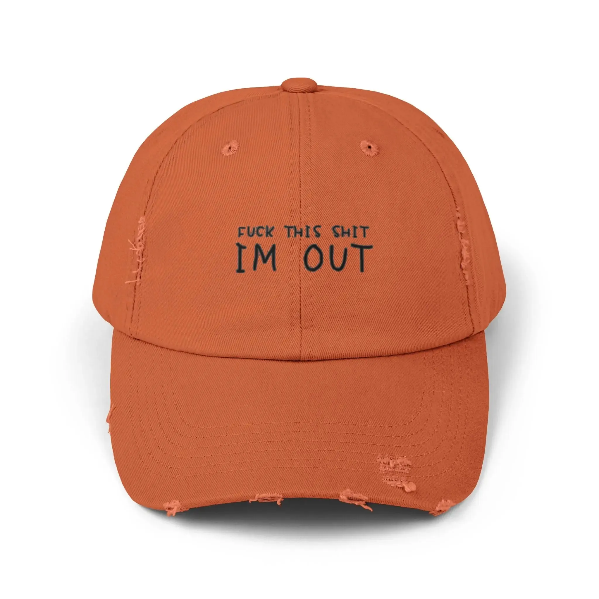 Mens & women Distressed Cap - "F*** This Shit, I'm Out" - Casual Black Baseball Hat for Relaxed Vibes