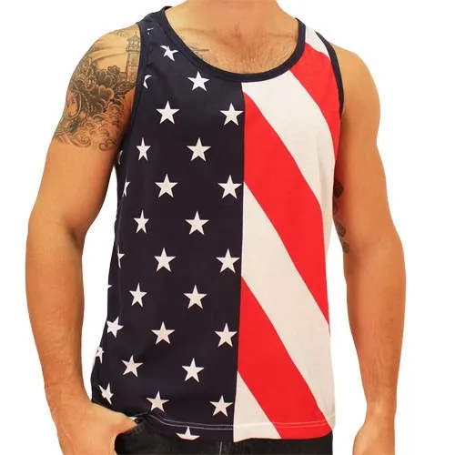 Mens Diagonal Stars and Stripes Tank