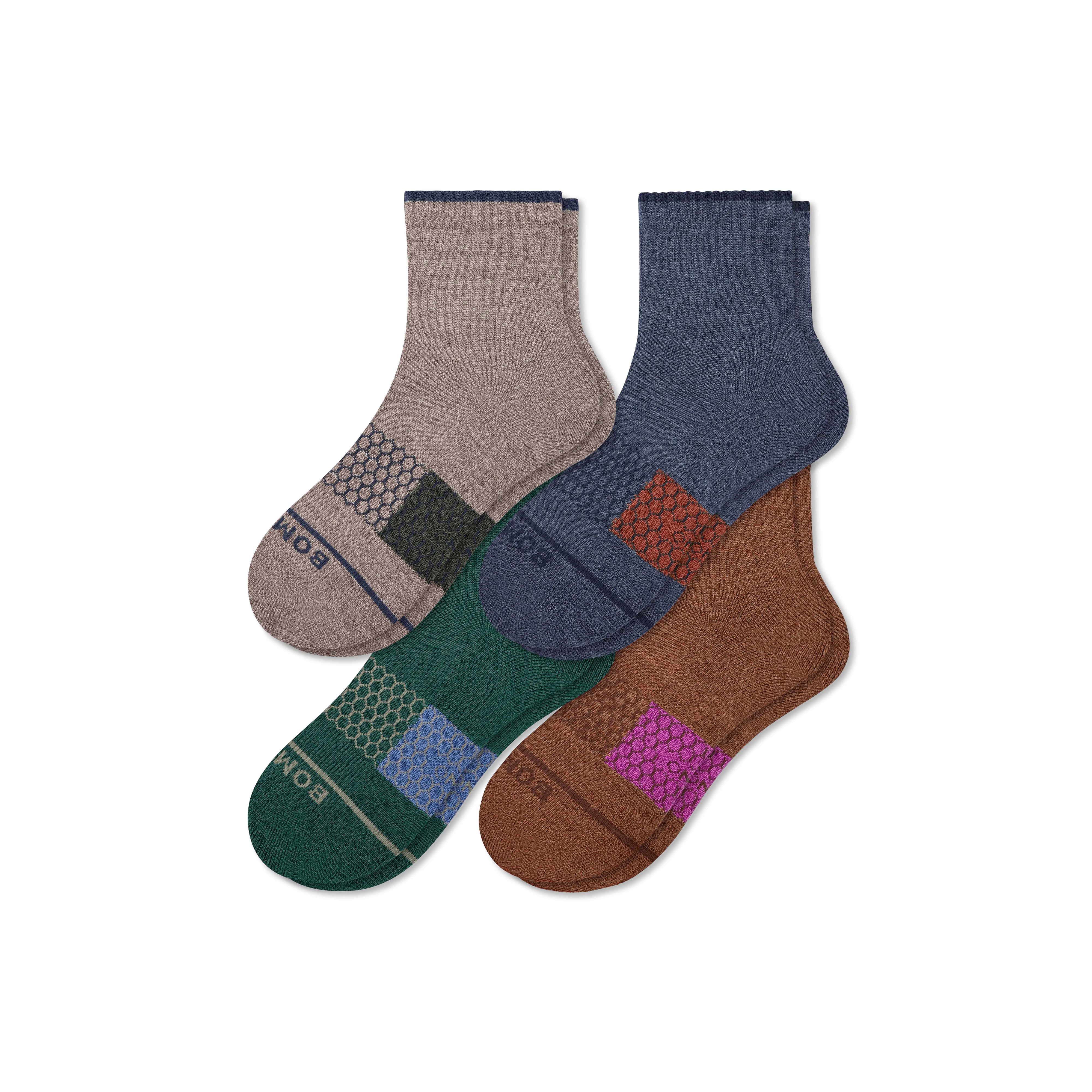 Men's Merino Wool Blend Quarter Sock 4-Pack