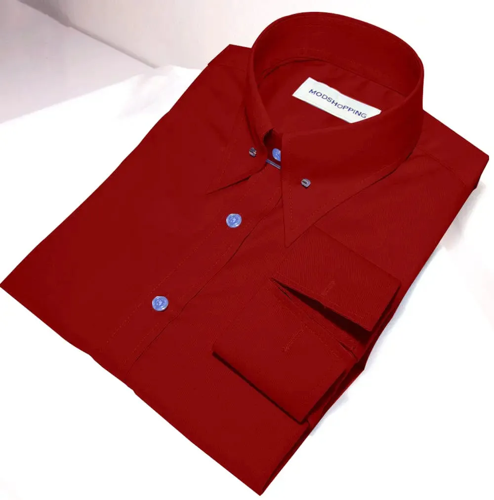 Men's Pin Collar Shirt - Red Pin Collar Shirt