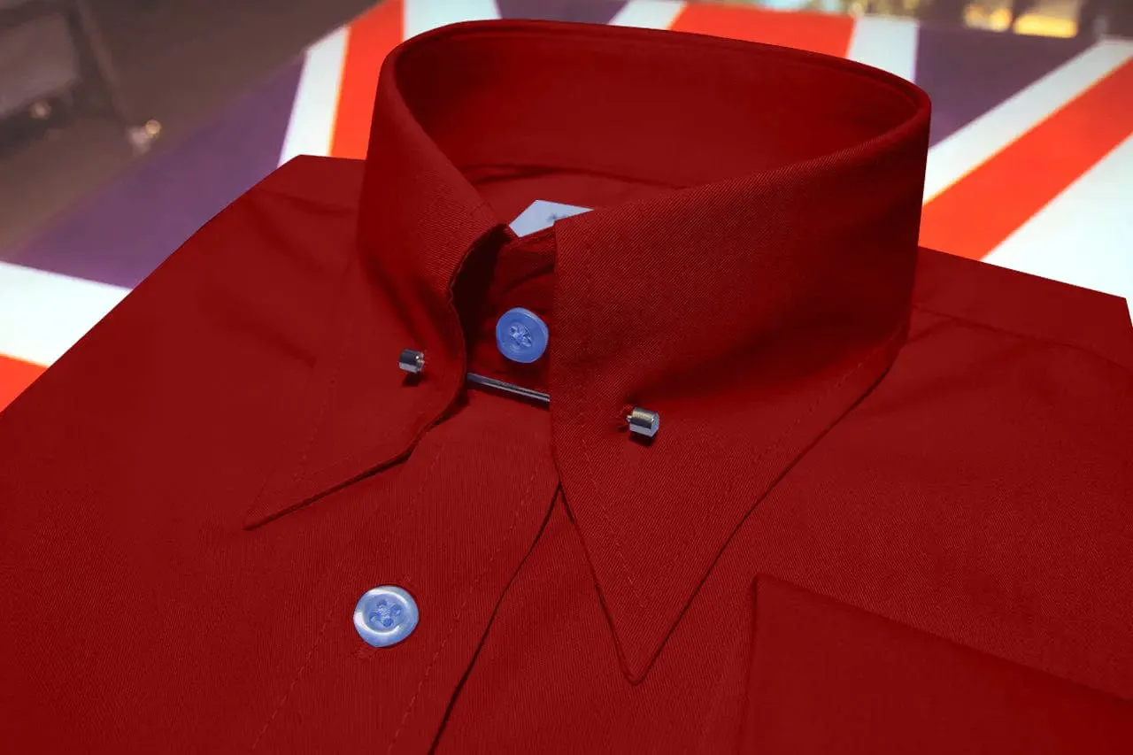 Men's Pin Collar Shirt - Red Pin Collar Shirt