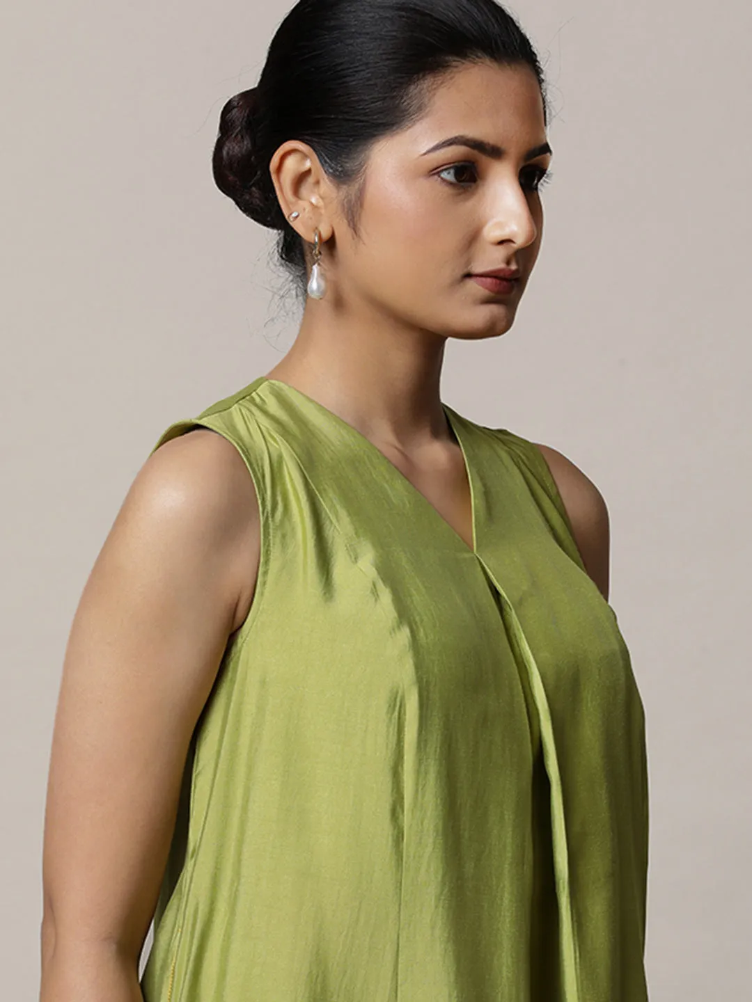 Mirha x Rozaana | A Line Kurta in Pista Green with Thread Work | Coords or Only Kurta