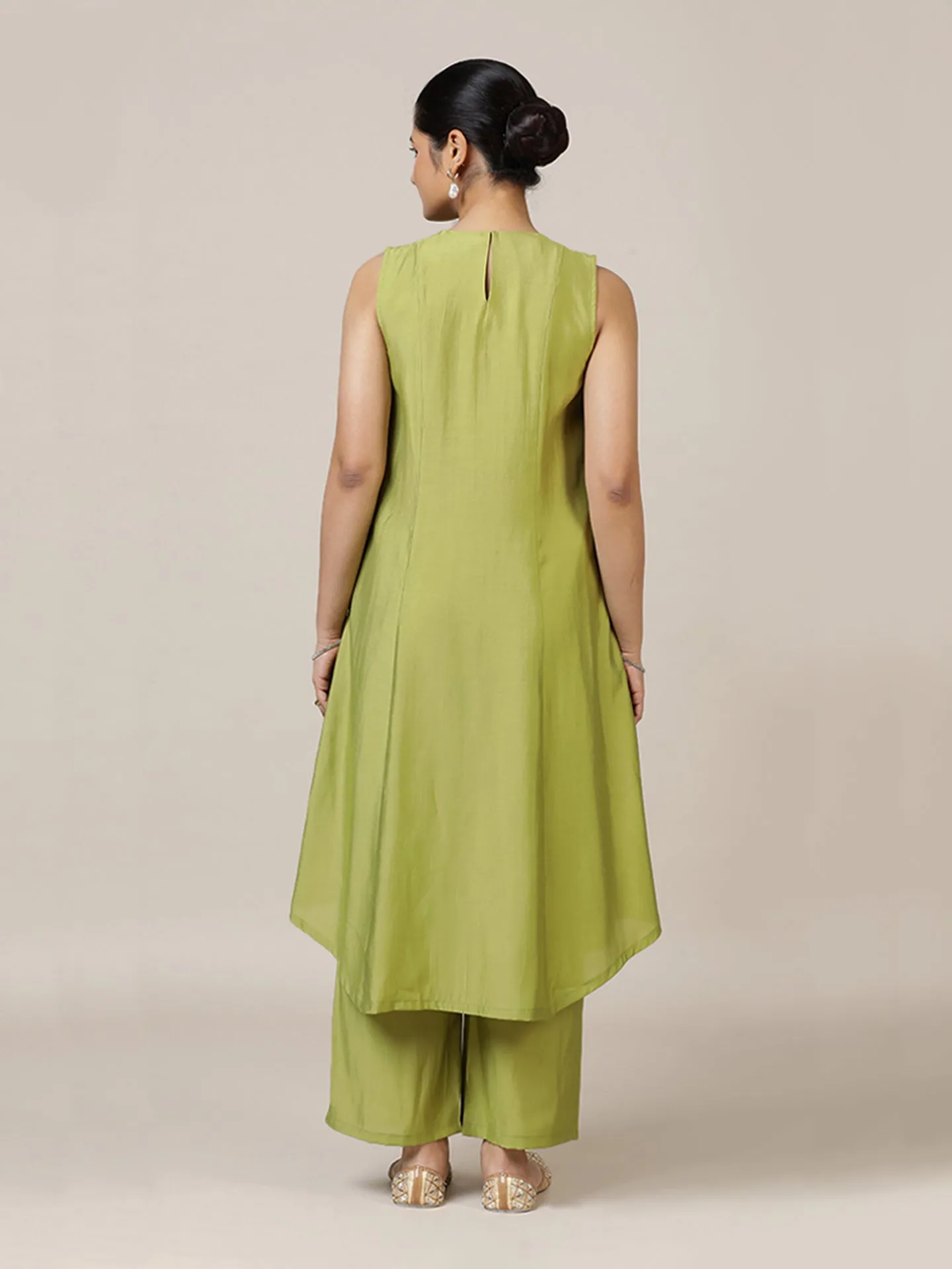 Mirha x Rozaana | A Line Kurta in Pista Green with Thread Work | Coords or Only Kurta