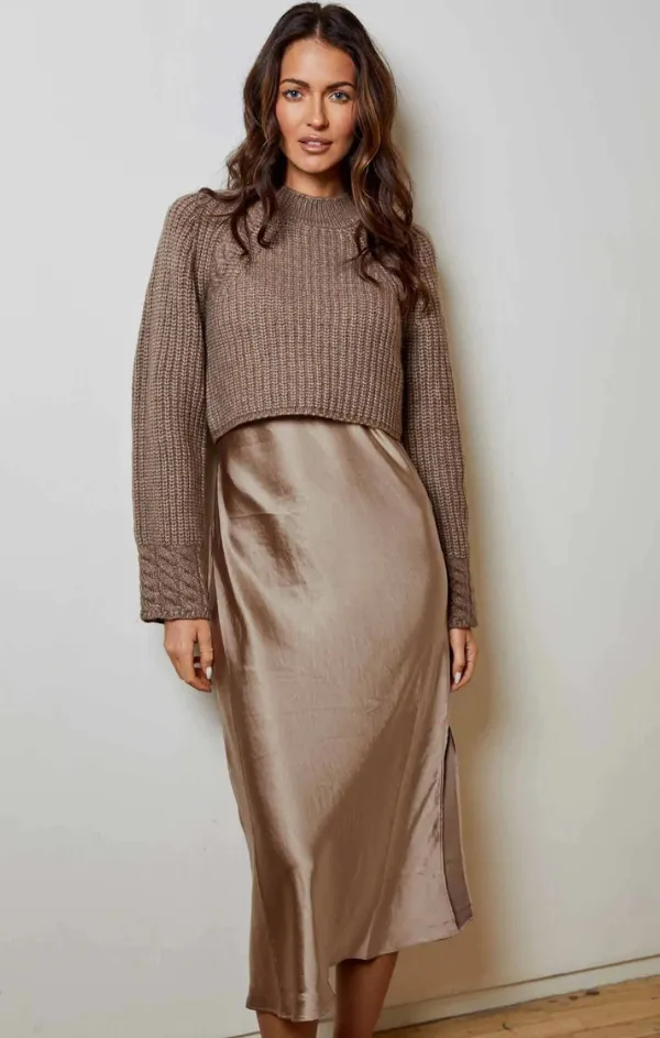 Mixed Media Long Sleeve Maxi