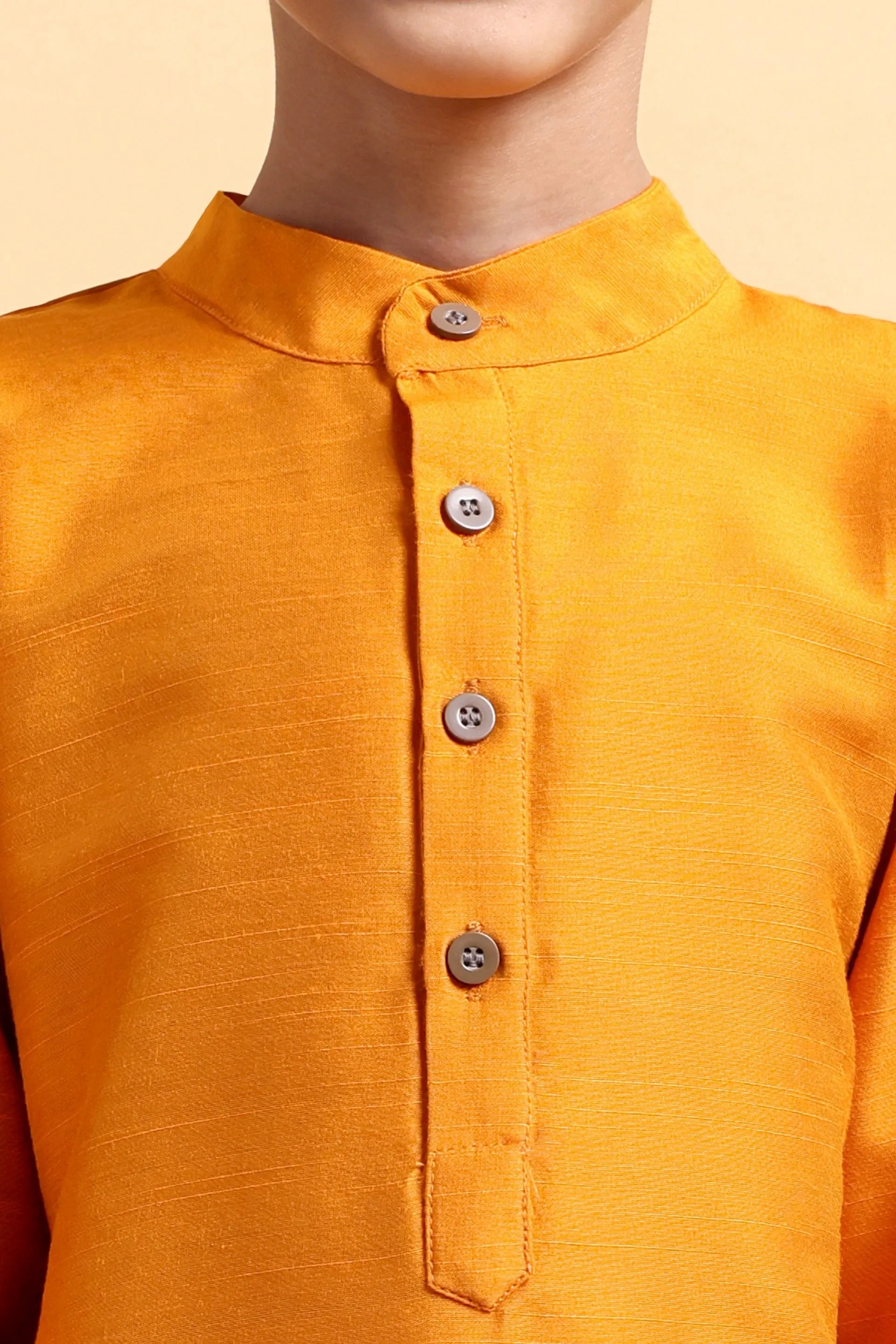 Mustard Cotton Silk Kurta & Pajama Set