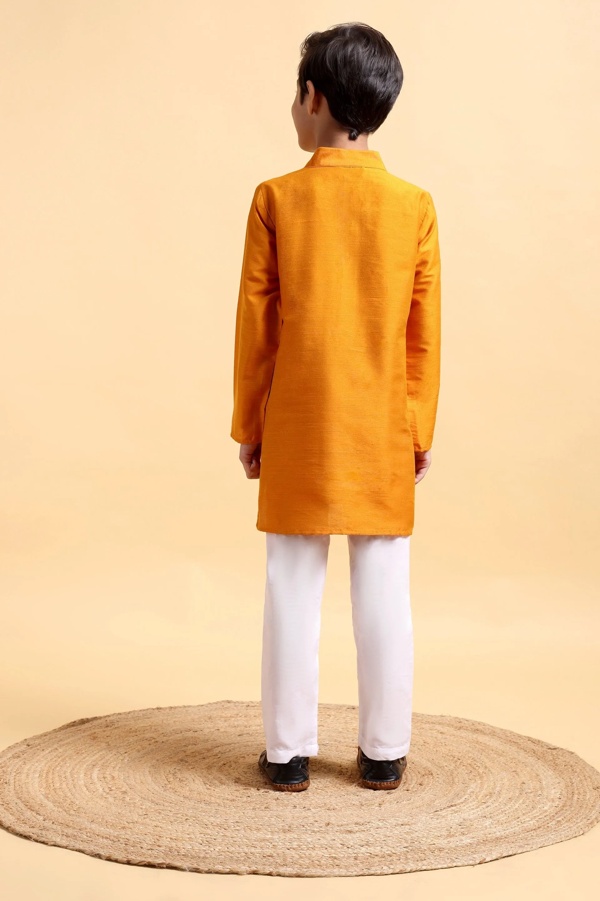 Mustard Cotton Silk Kurta & Pajama Set