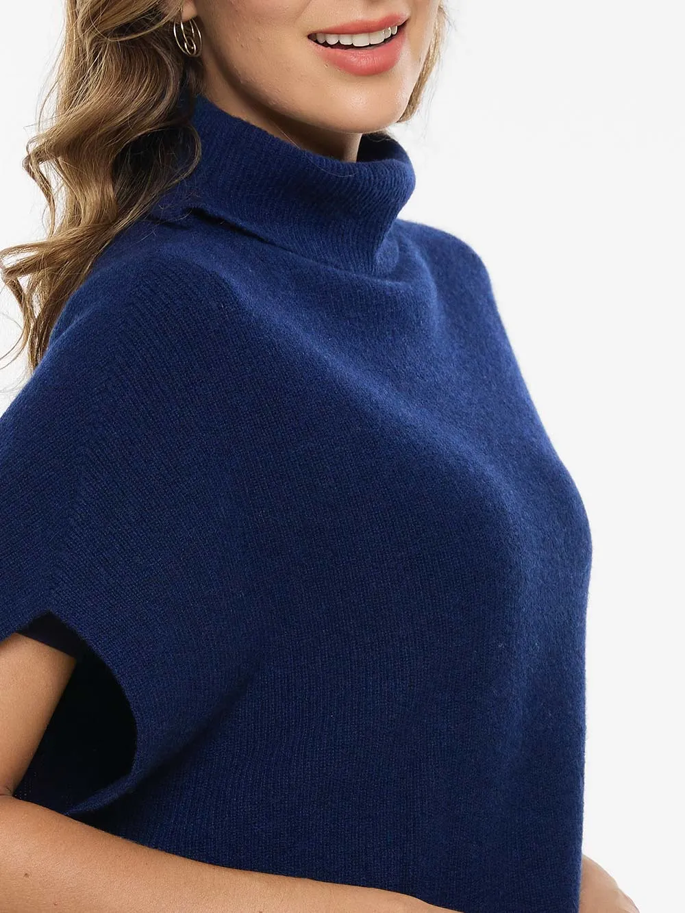 Navy Blue Oversized Cashmere Vest