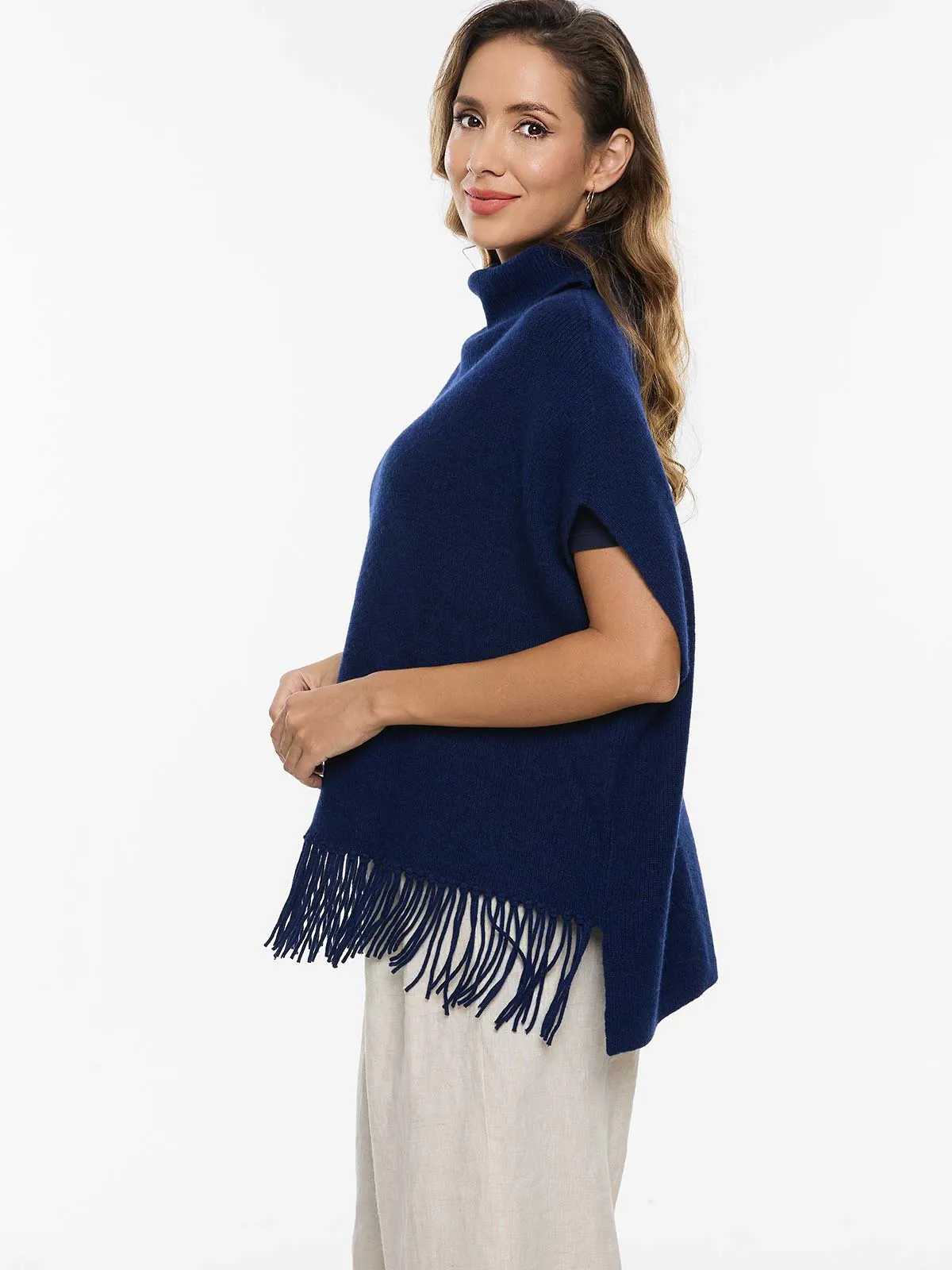 Navy Blue Oversized Cashmere Vest