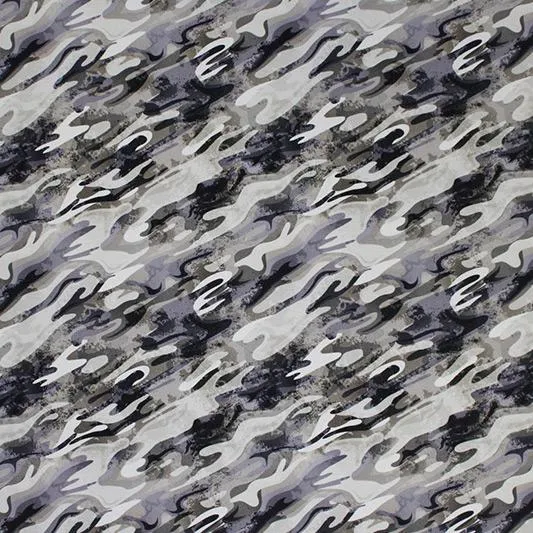 Neutral Gray Camo Printed Spandex | Blue Moon Fabrics