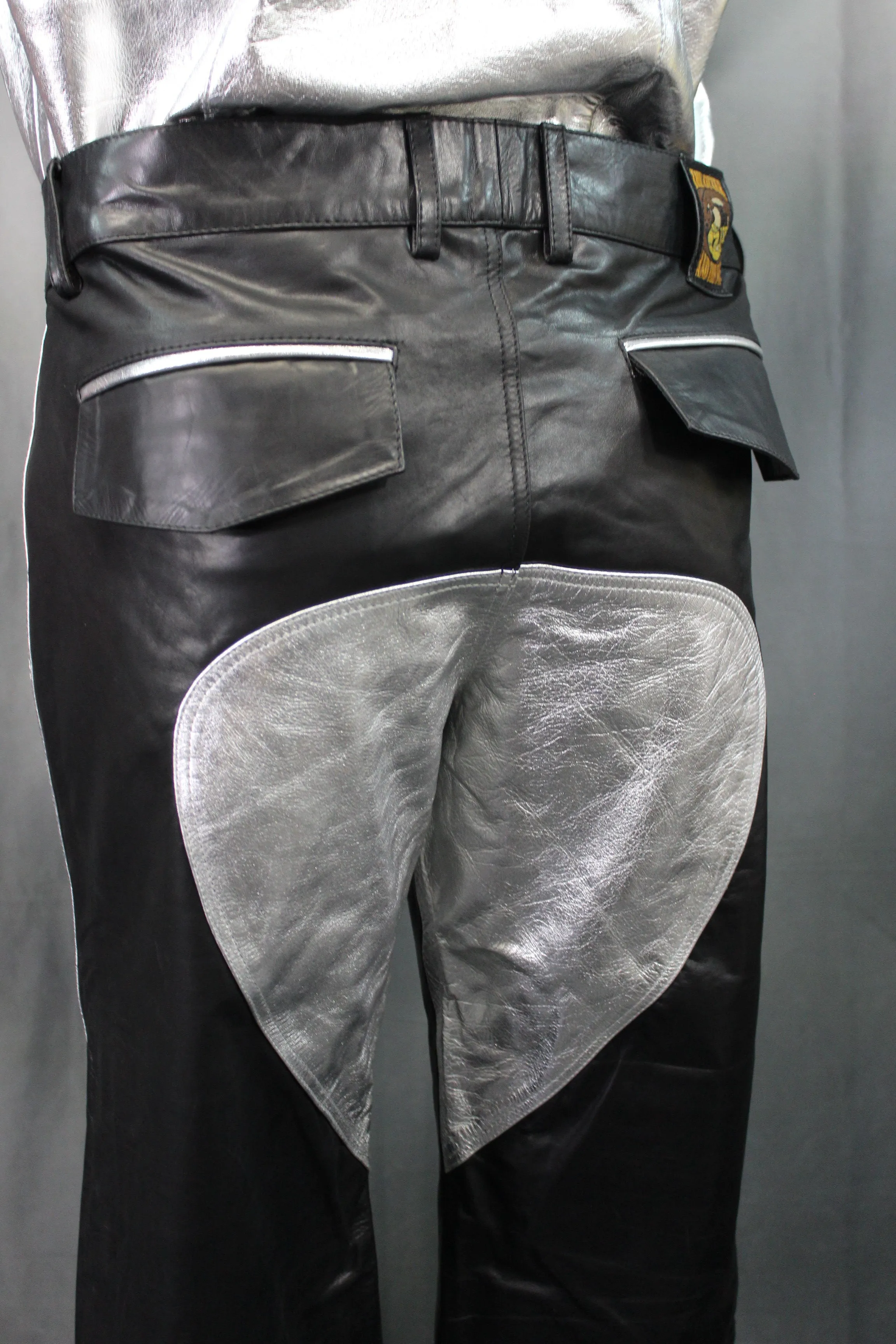 OnF Leather Formal Pants in Black with Silver Highlights