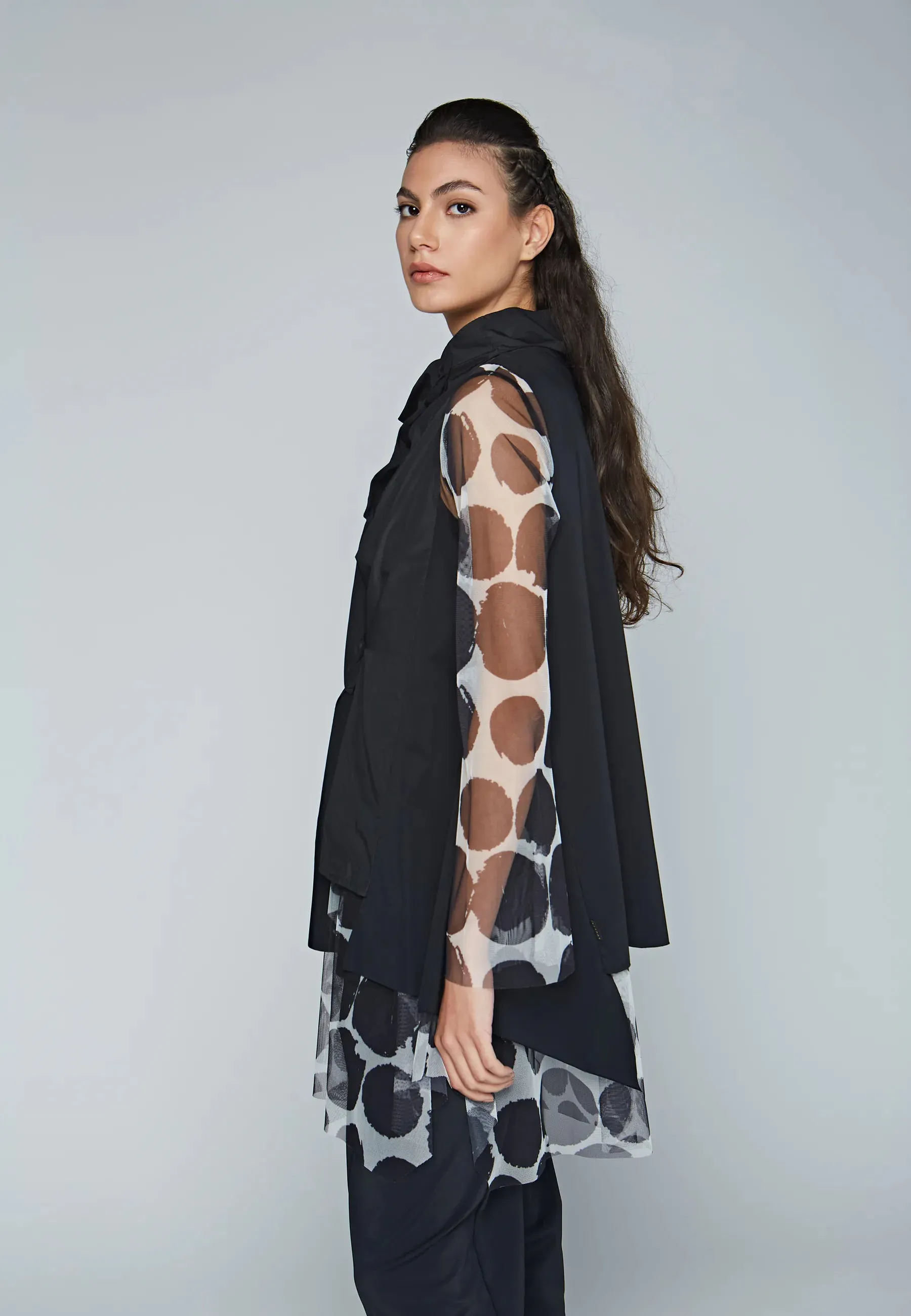 ORBIT Printed mesh & viscose jersey blended tunic