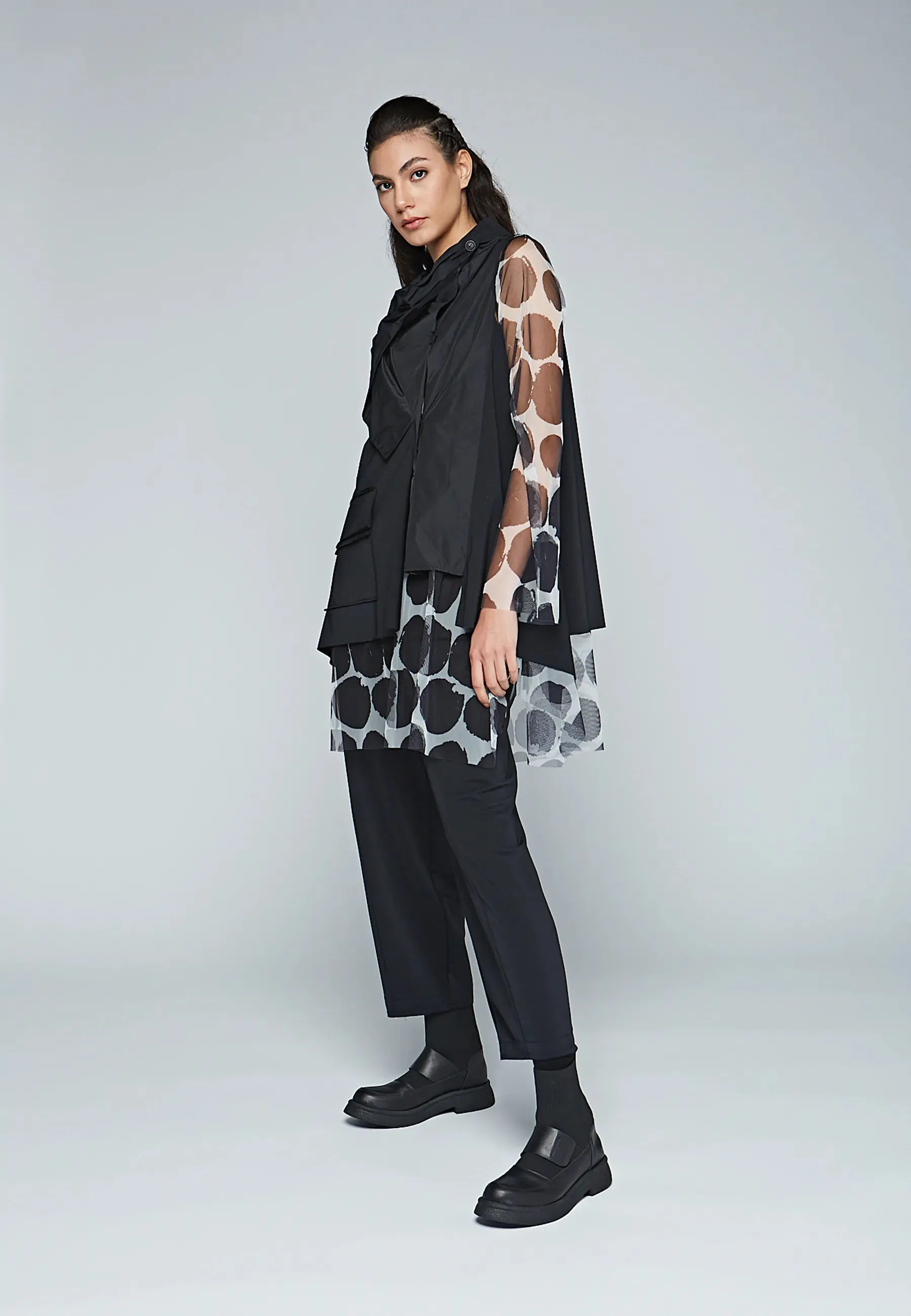 ORBIT Printed mesh & viscose jersey blended tunic